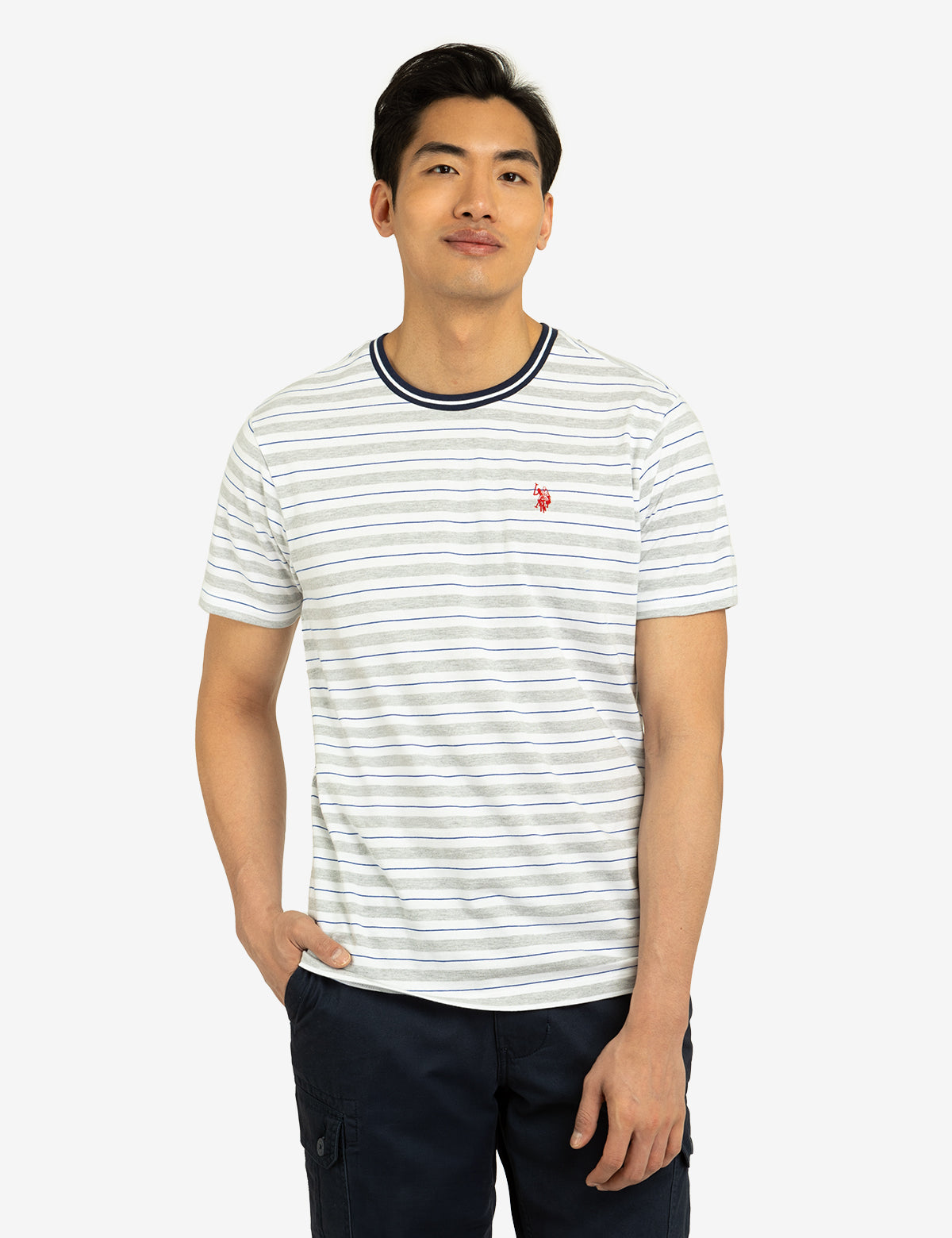Striped Crew Neck T-Shirt | Yarn Dye Jersey Cotton