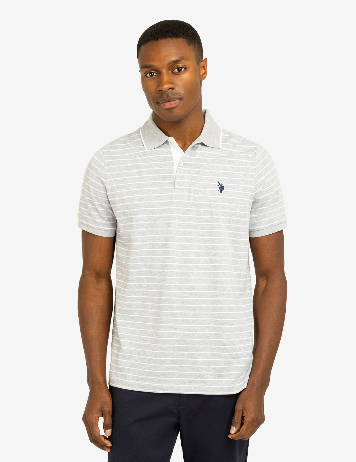 Striped Jersey Polo Shirt - Yarn Dyed Cotton | Classic Fit