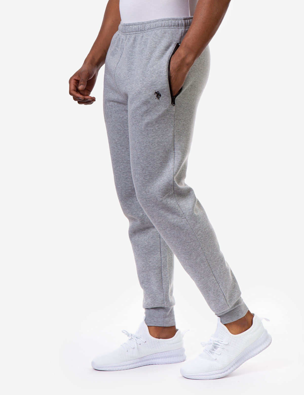 Zippered Pocket Fleece Pants for Men | Elastic Waist & Side Pockets