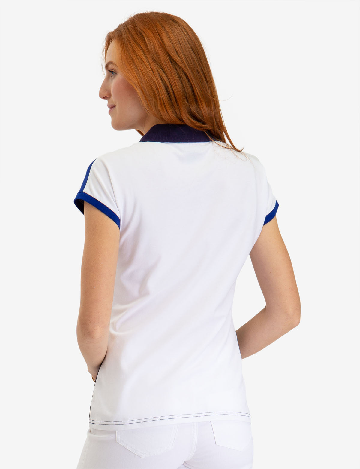 Colorblock Zip-Up Polo Shirt with Contrast Collar | Short Sleeve
