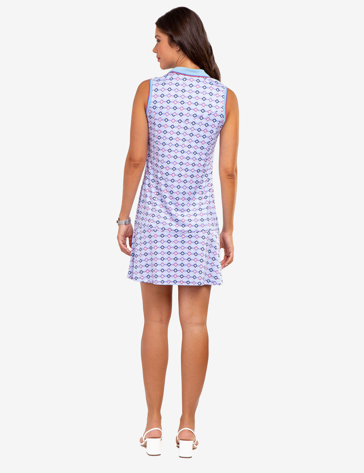 Flounce Printed Polo Dress with Zip Up | Casual & Stylish