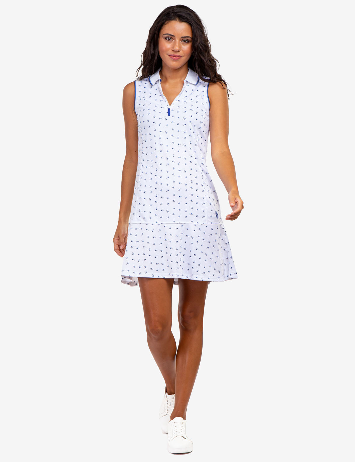 Flounce Printed Polo Dress with Zip Up | Casual & Stylish