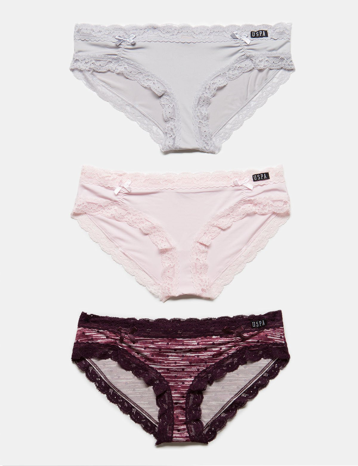 Micro Lace Hipster Underwear 3 Pack | USPA Logo & Comfort Fit