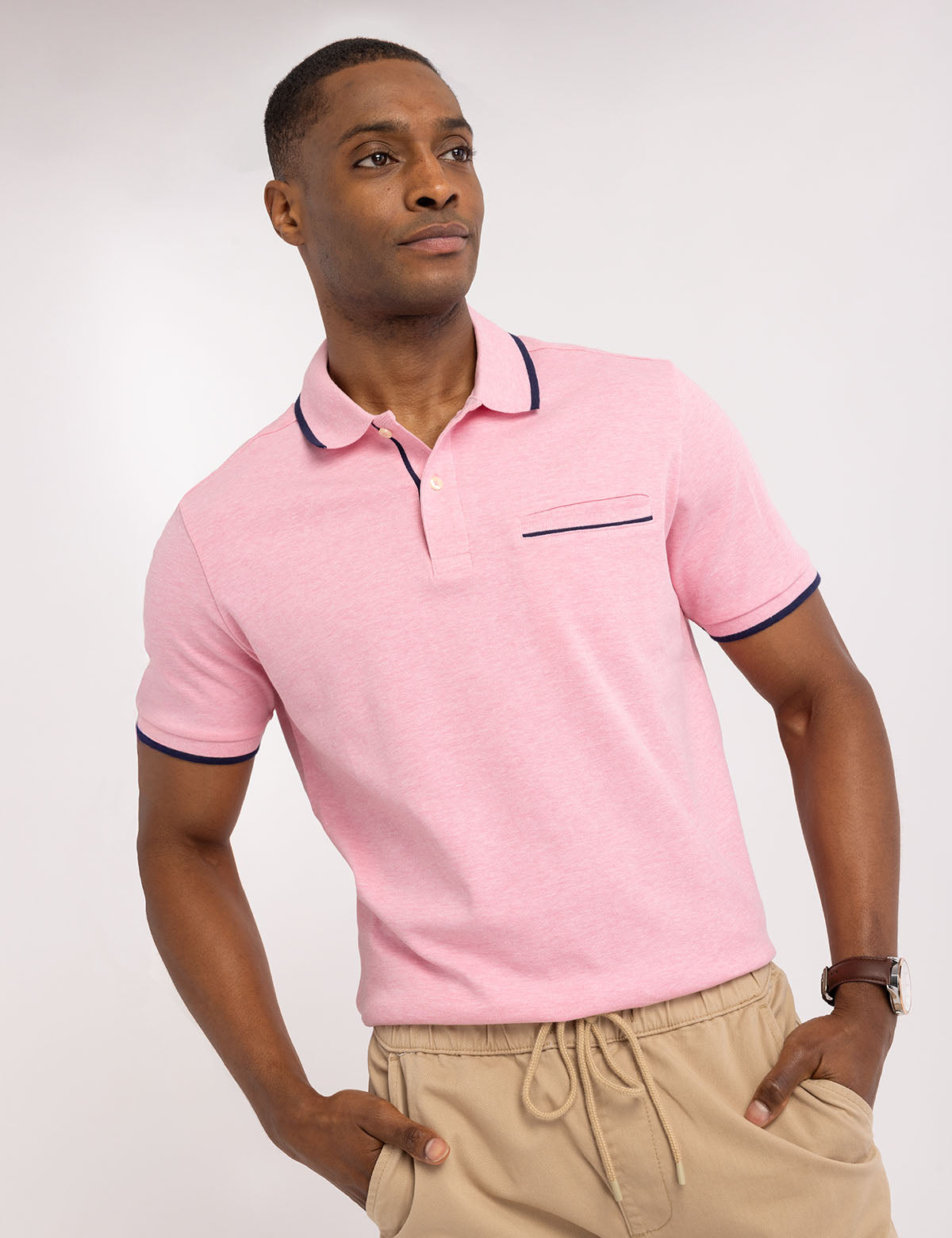 Men's Solid Interlock Polo Shirt with Hidden Pocket | Casual & Smart