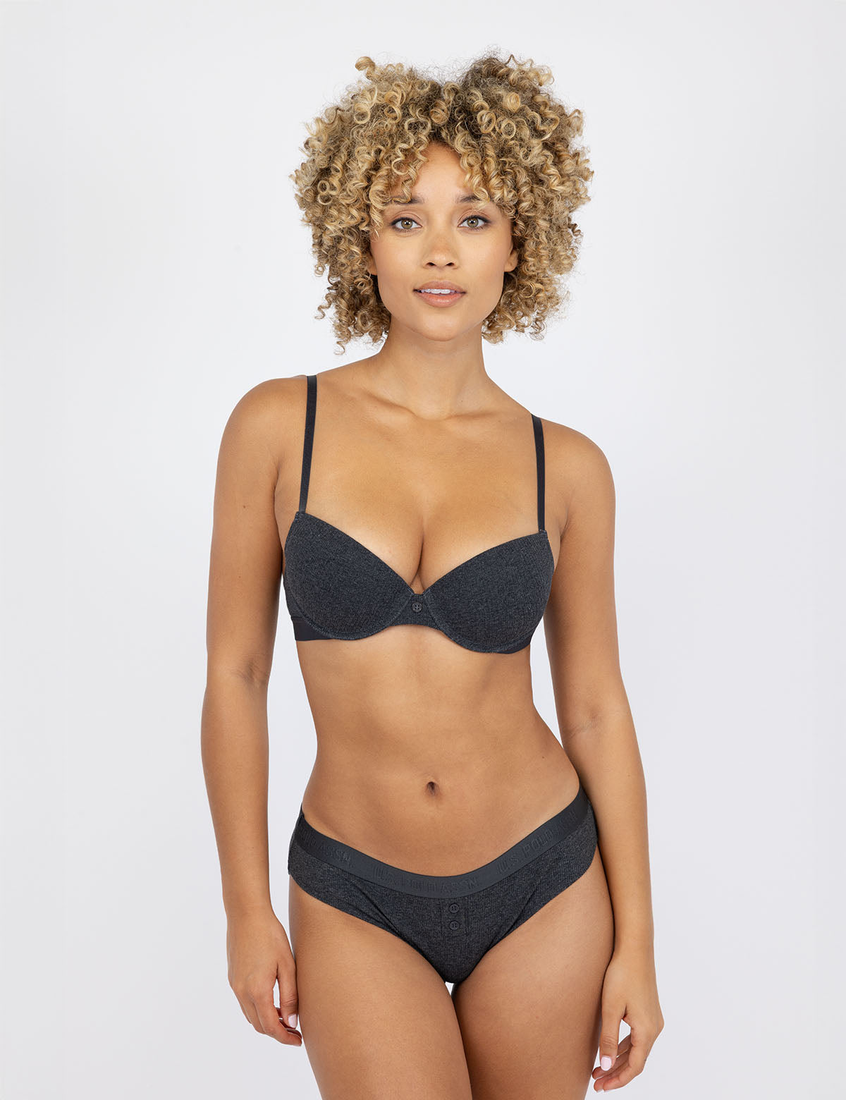 Ribbed Cotton Thongs 3-Pack with Button Detail | Tag-Free Assorted Colors