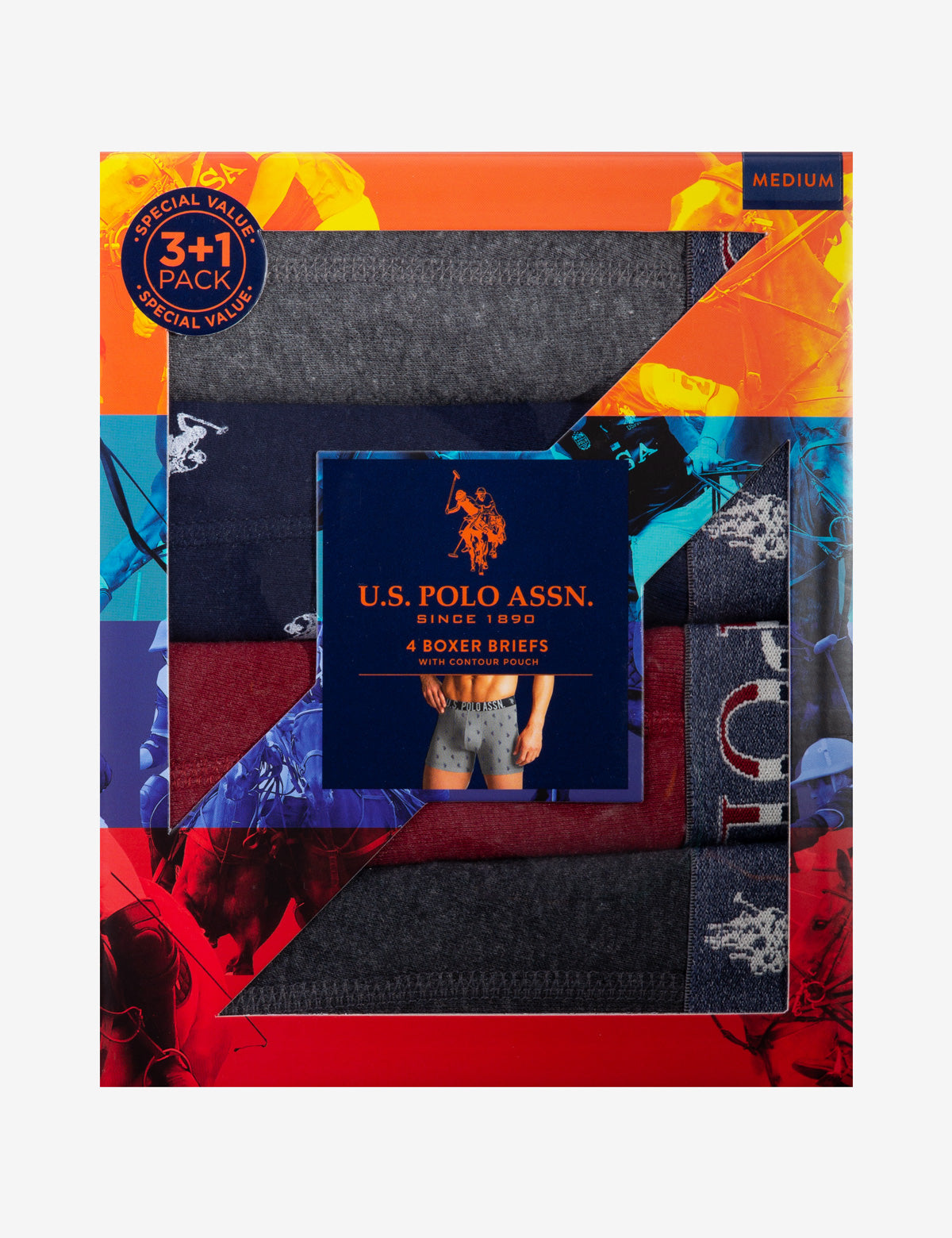 Men's Cotton Boxer Briefs 4-Pack with Breathable Fabric | U.S. Polo Assn.