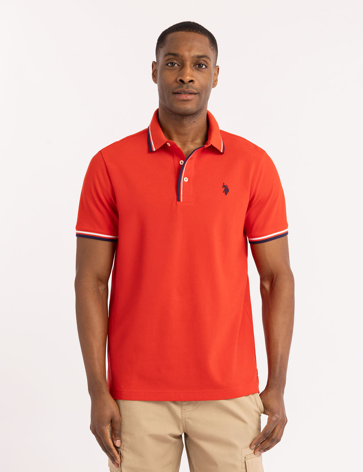 Classic Rib-Tipped Polo Shirt with Contrast Trim | Signature Stripe