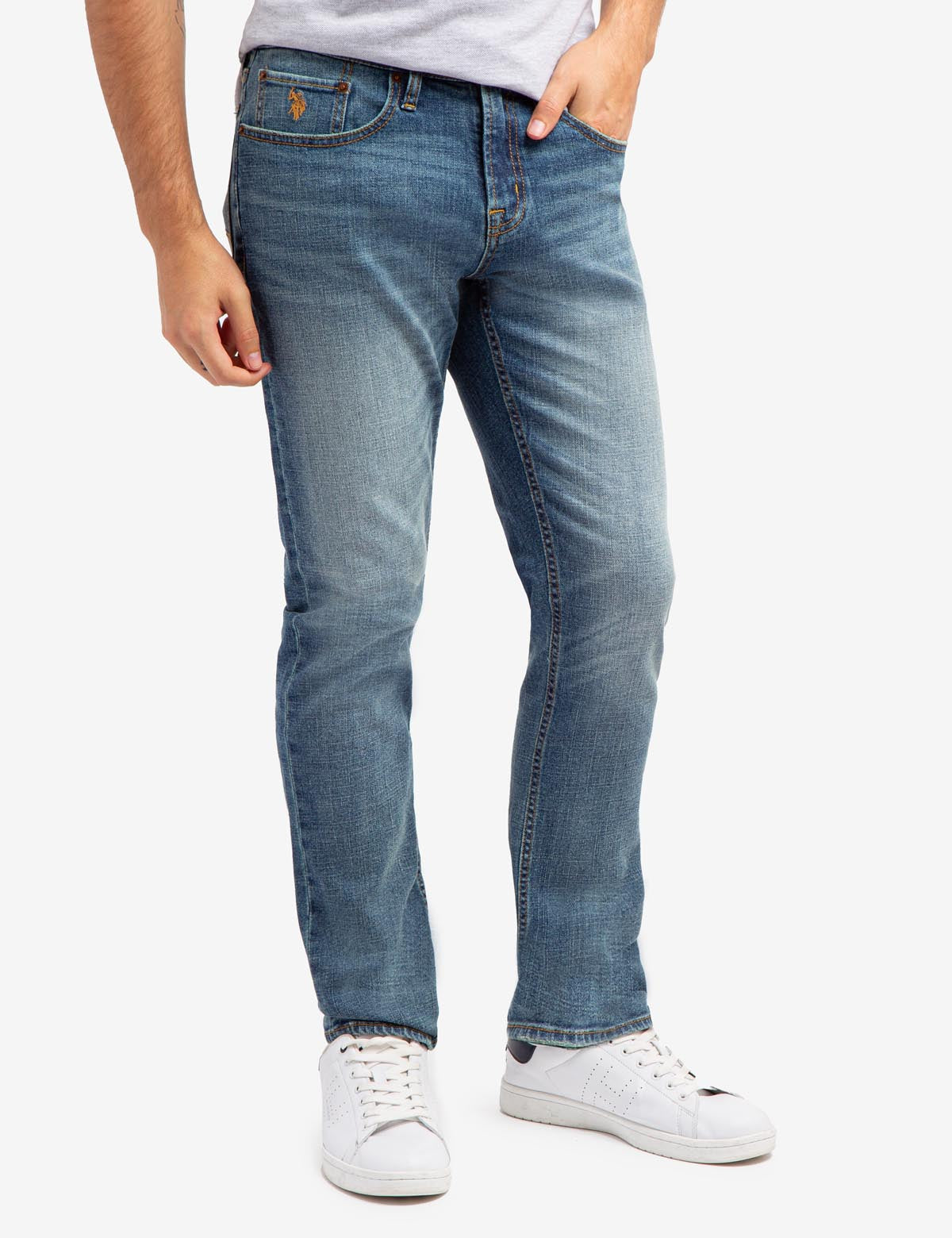 Slim Straight Fit Jeans with Soft Elastic Waist | 5-Pocket Design