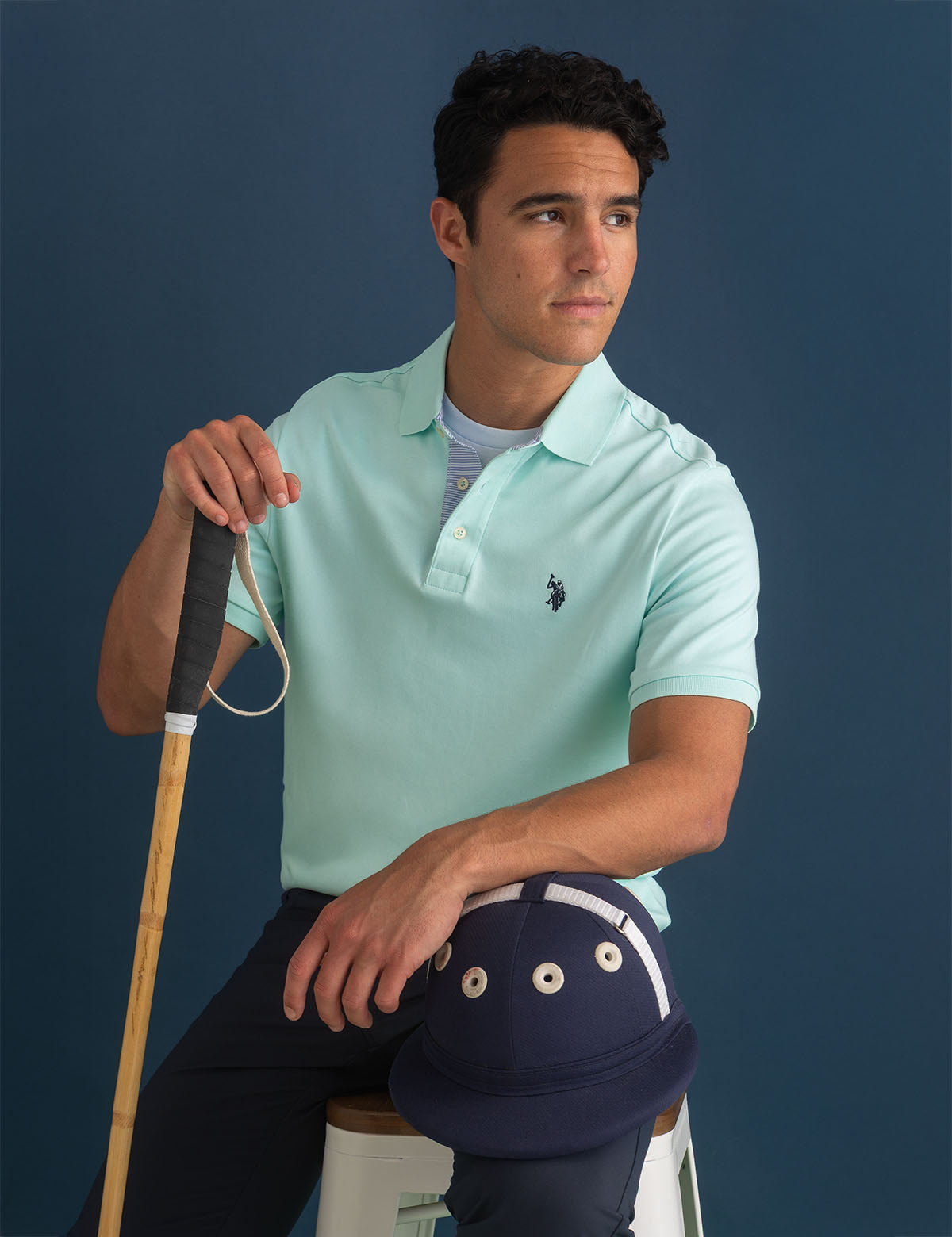 Classic Polo Shirt with Woven Trim & Logo Detail | Solid Interlock