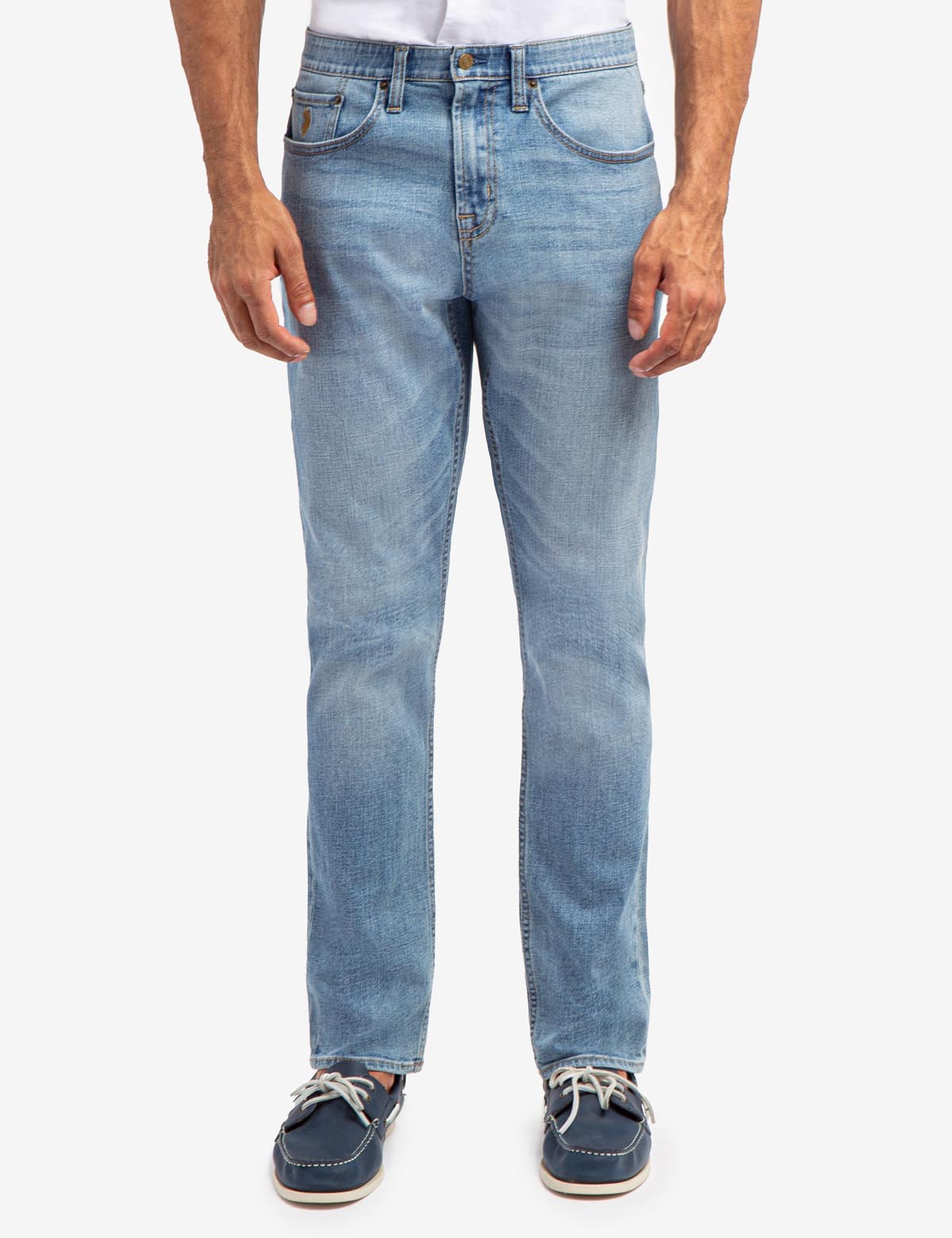 Slim Straight Fit Jeans with Soft Elastic Waist | 5-Pocket Design