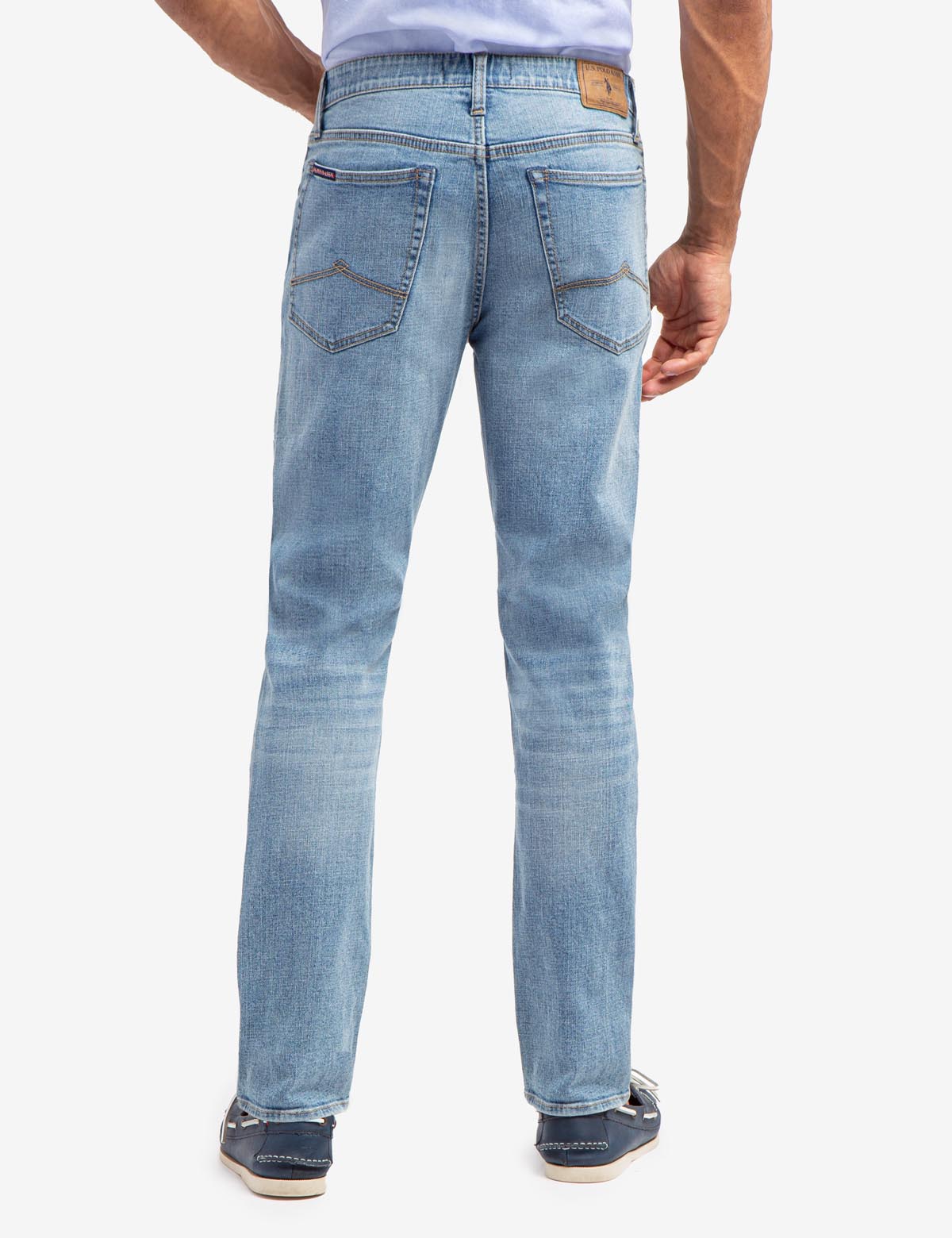 Slim Straight Fit Jeans with Soft Elastic Waist | 5-Pocket Design
