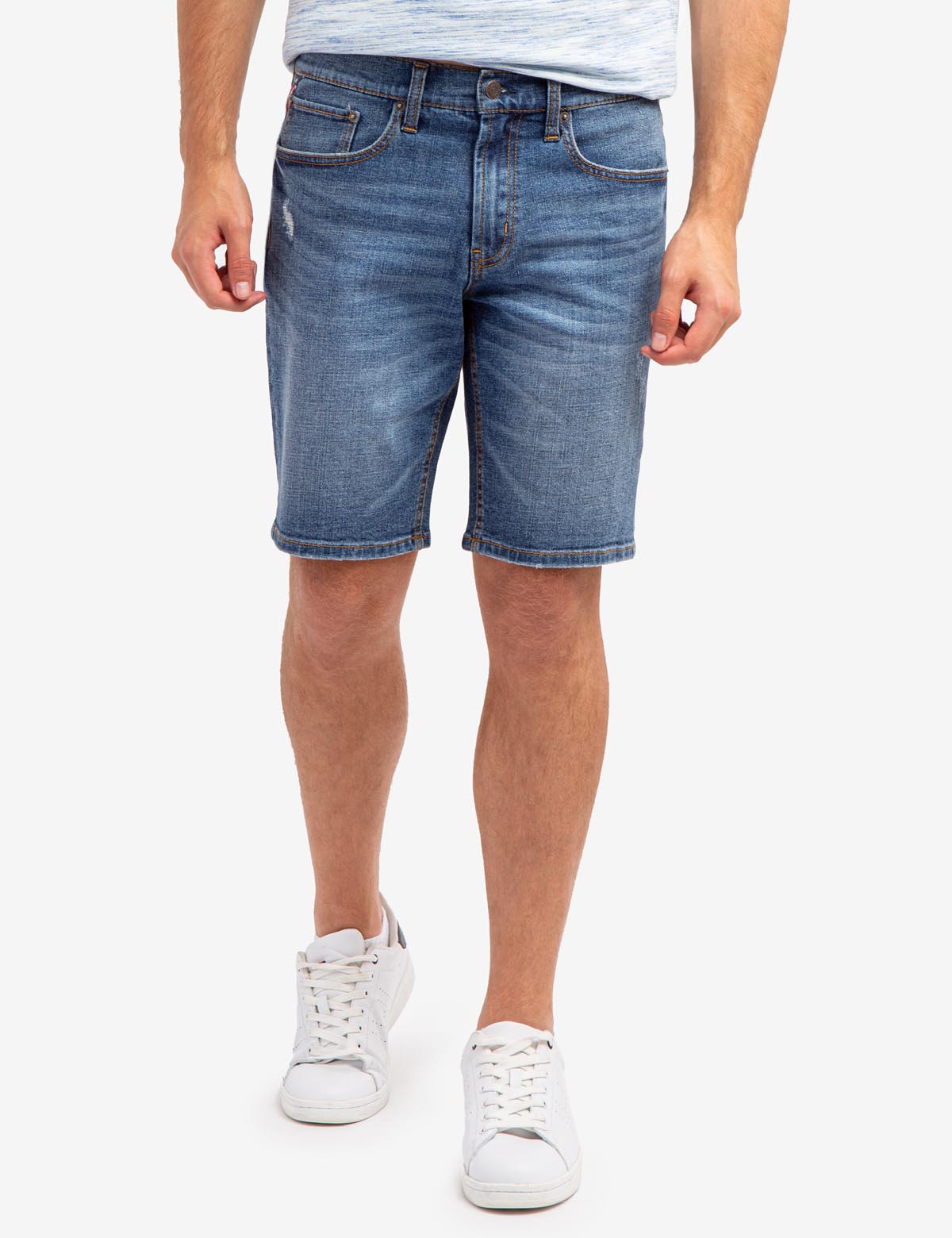 Men's Slim Straight Shorts with 5 Pockets | Button & Zip Fly