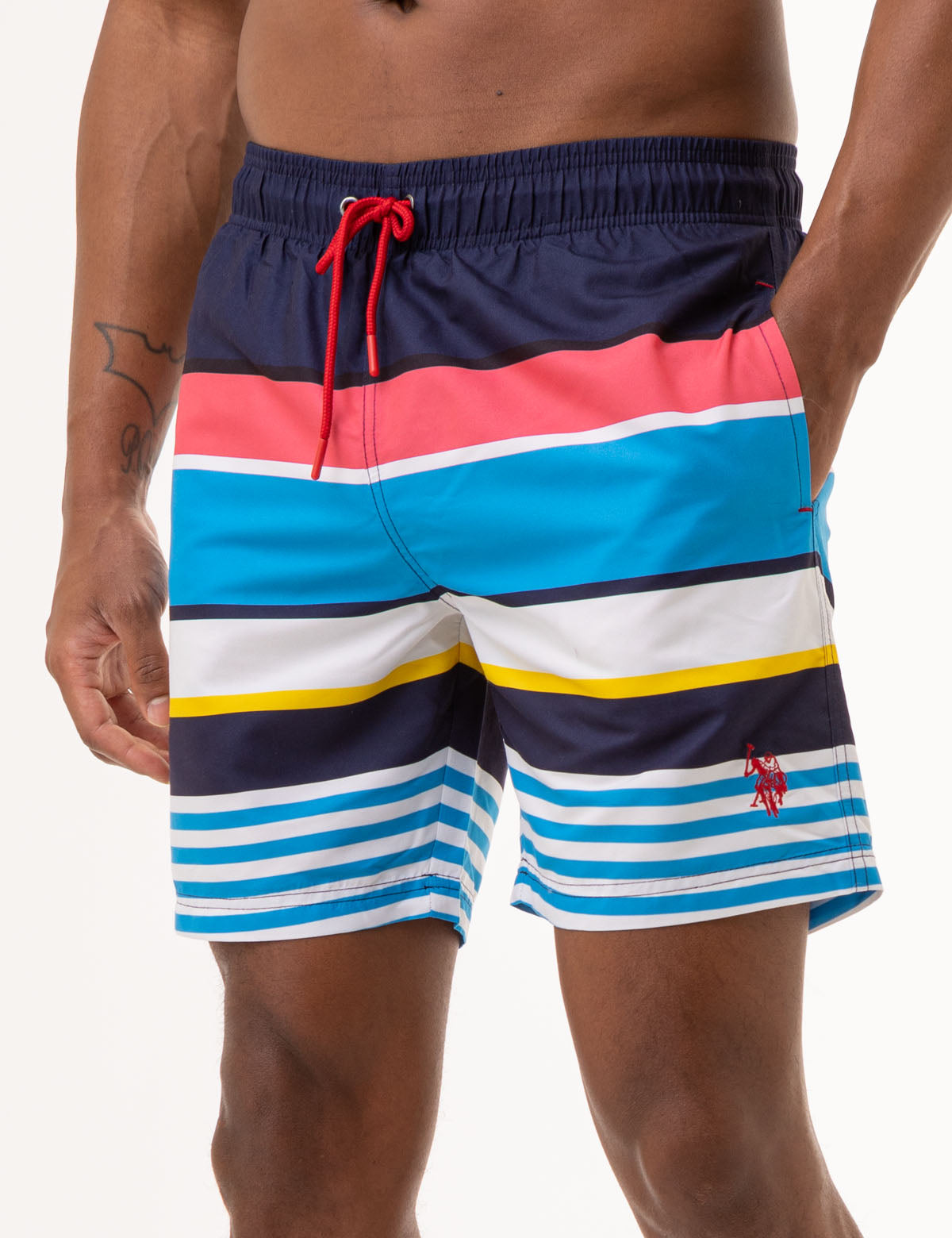 7 Stripe Swim Trunks for Men | Quick-Dry Beach Shorts