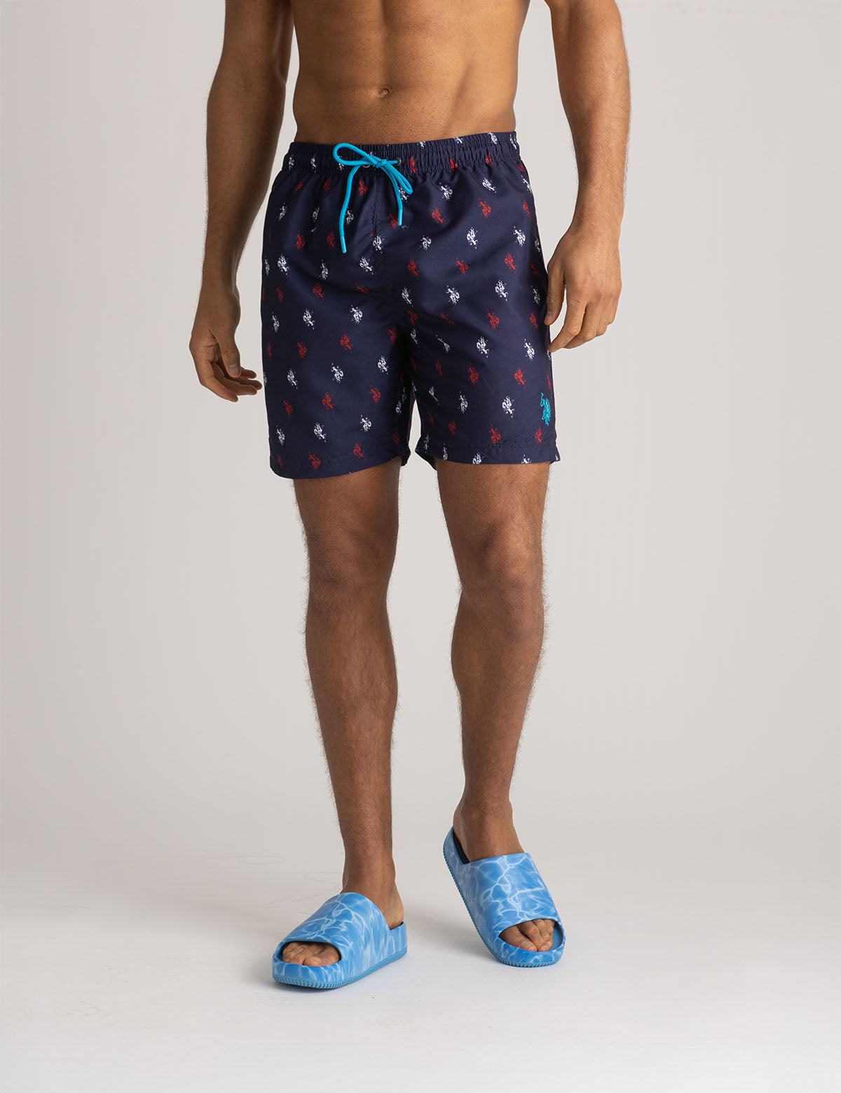 7" Swim Trunks with All Over Logo Print | Quick-Dry & Stylish
