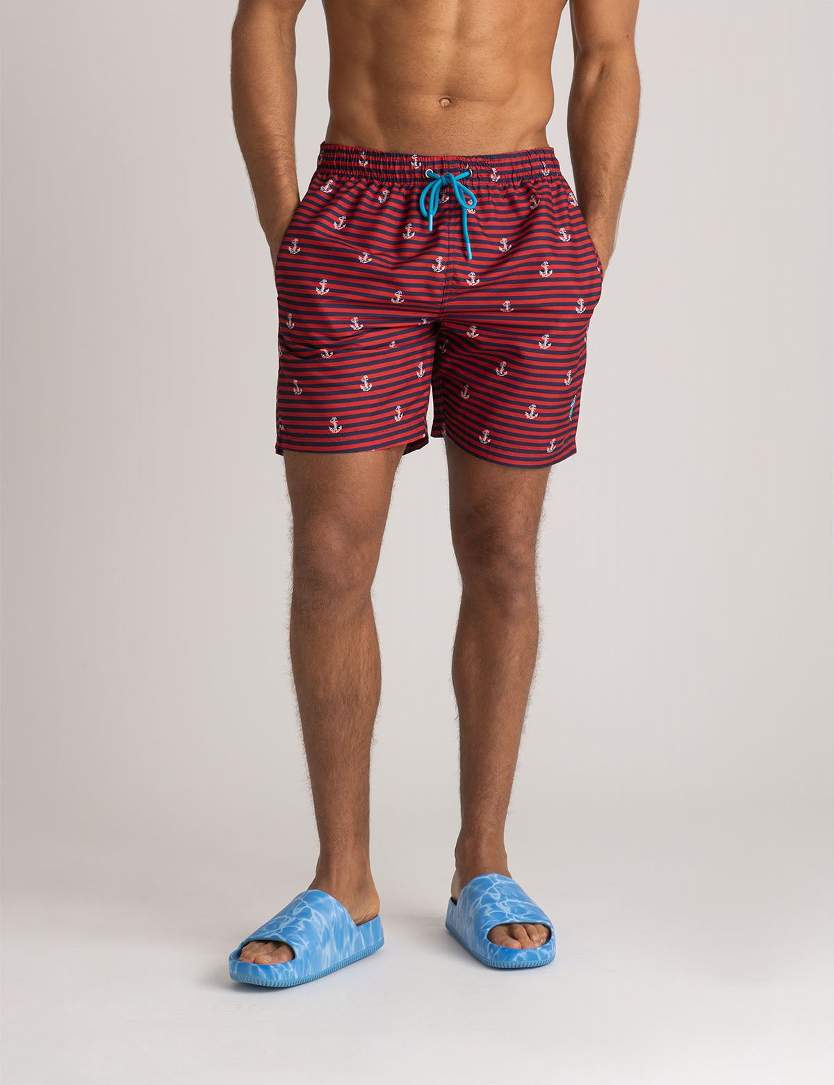 7" Anchor Print Swim Trunks for Men | Quick-Dry & Comfortable