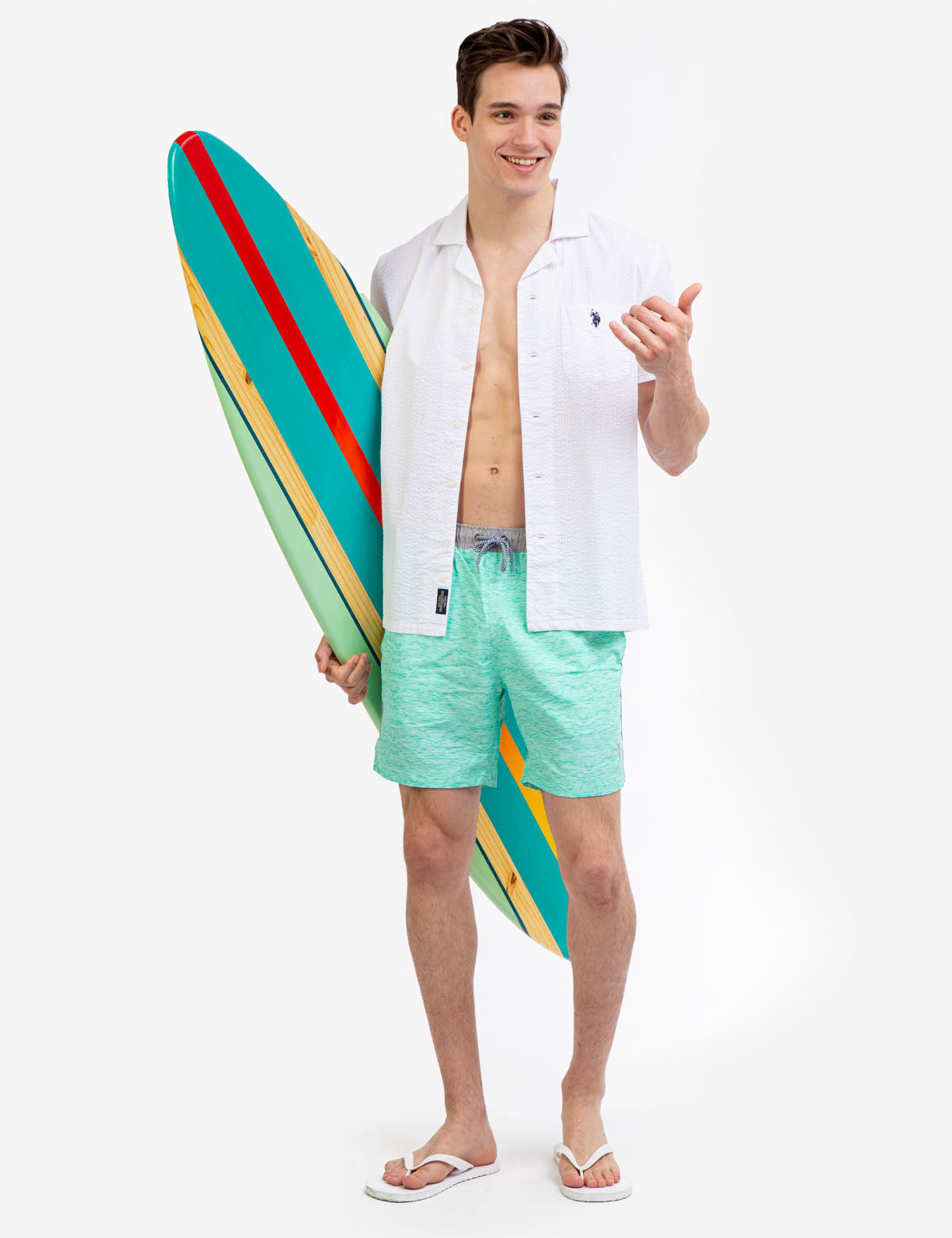 7" Heather Swim Trunks with Contrast Waistband & Pockets | Quick-Dry