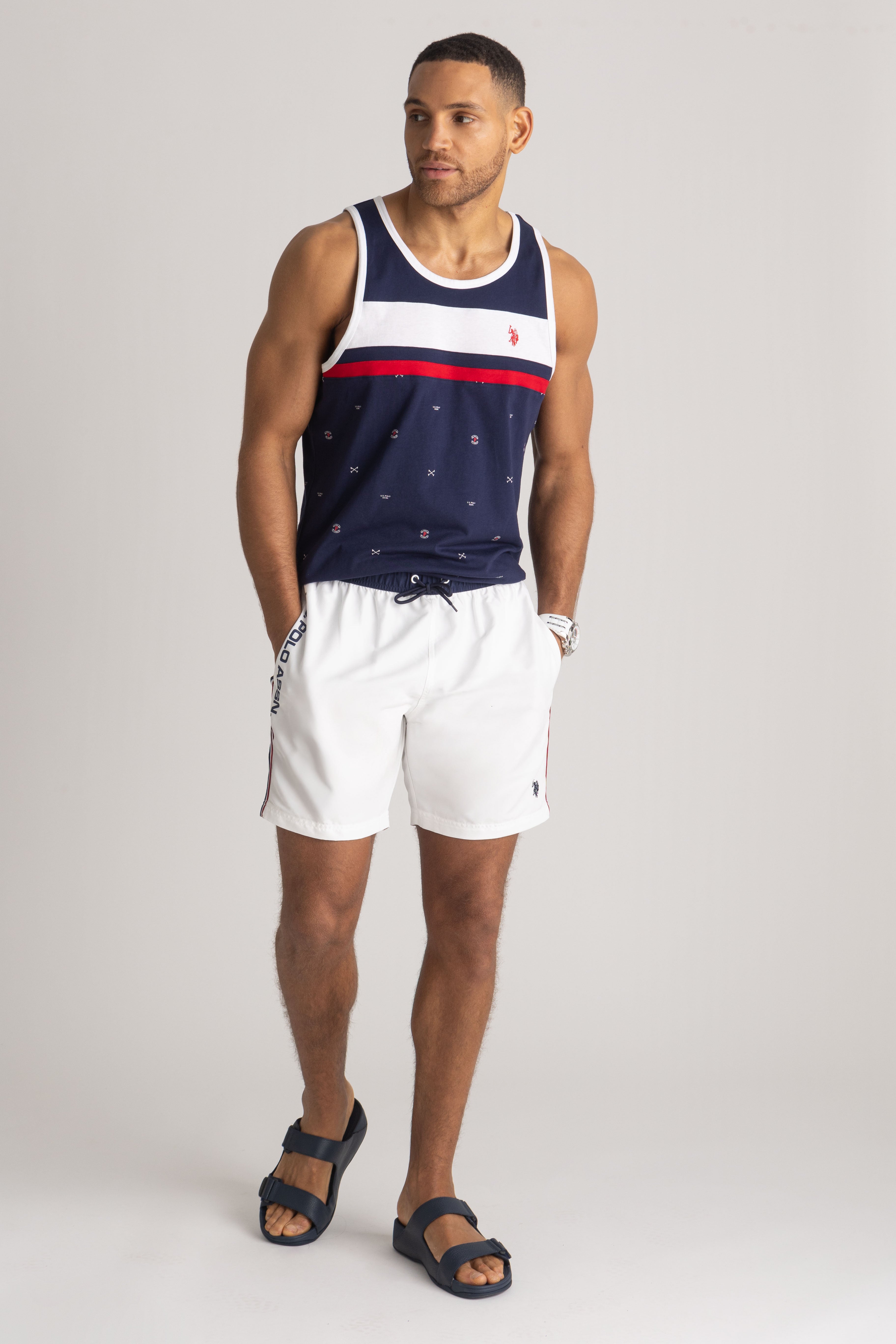 7" Swim Shorts with Side Pockets & Adjustable Waist | Athletic Fit