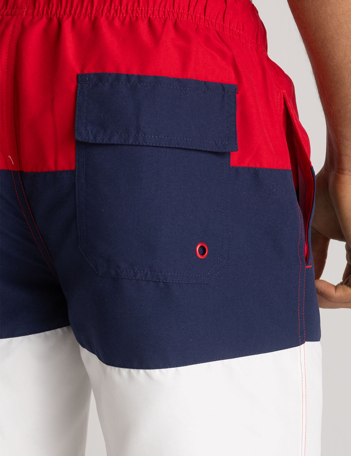 Tri Color Block Swim Shorts 7" with Adjustable Drawstring | Athletic Fit