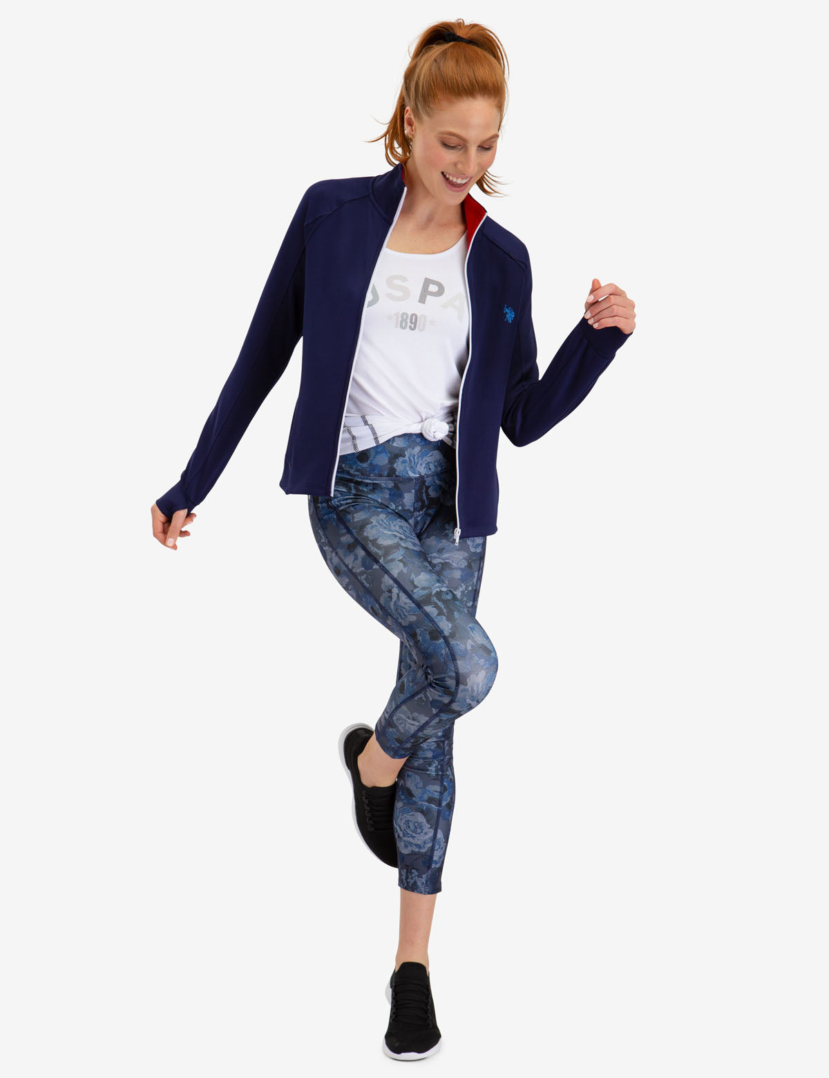 Active Floral Leggings with Pockets & Zip Fly | Fitted Workout Leggings