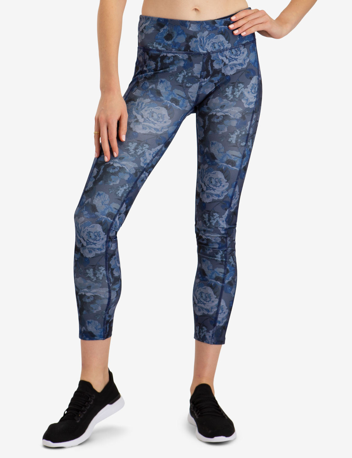 Active Floral Leggings with Pockets & Zip Fly | Fitted Workout Leggings