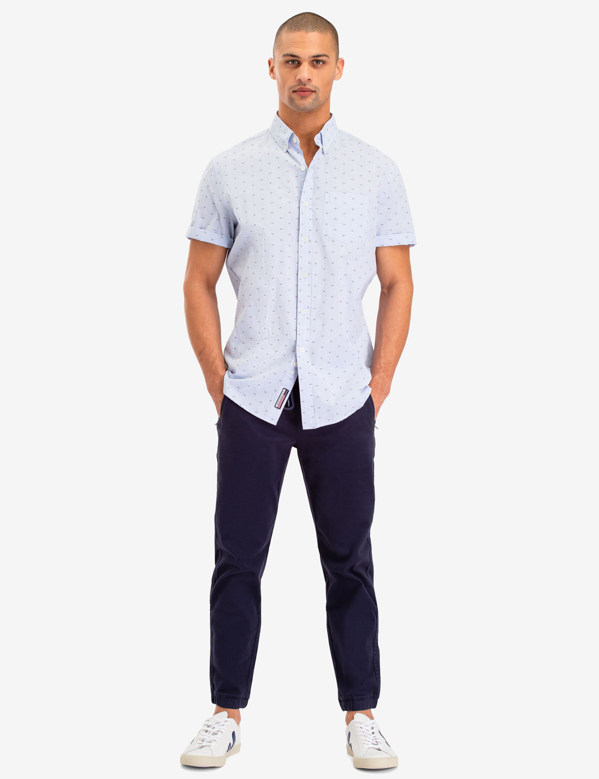 All Over Mallet Print Cotton Short Sleeve Shirt | Button Up Casual