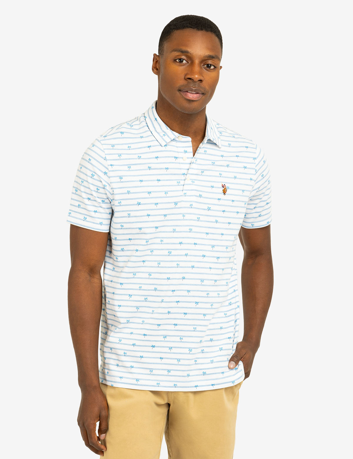 Palm Print Jersey Polo Shirt | All Over Tropical Design