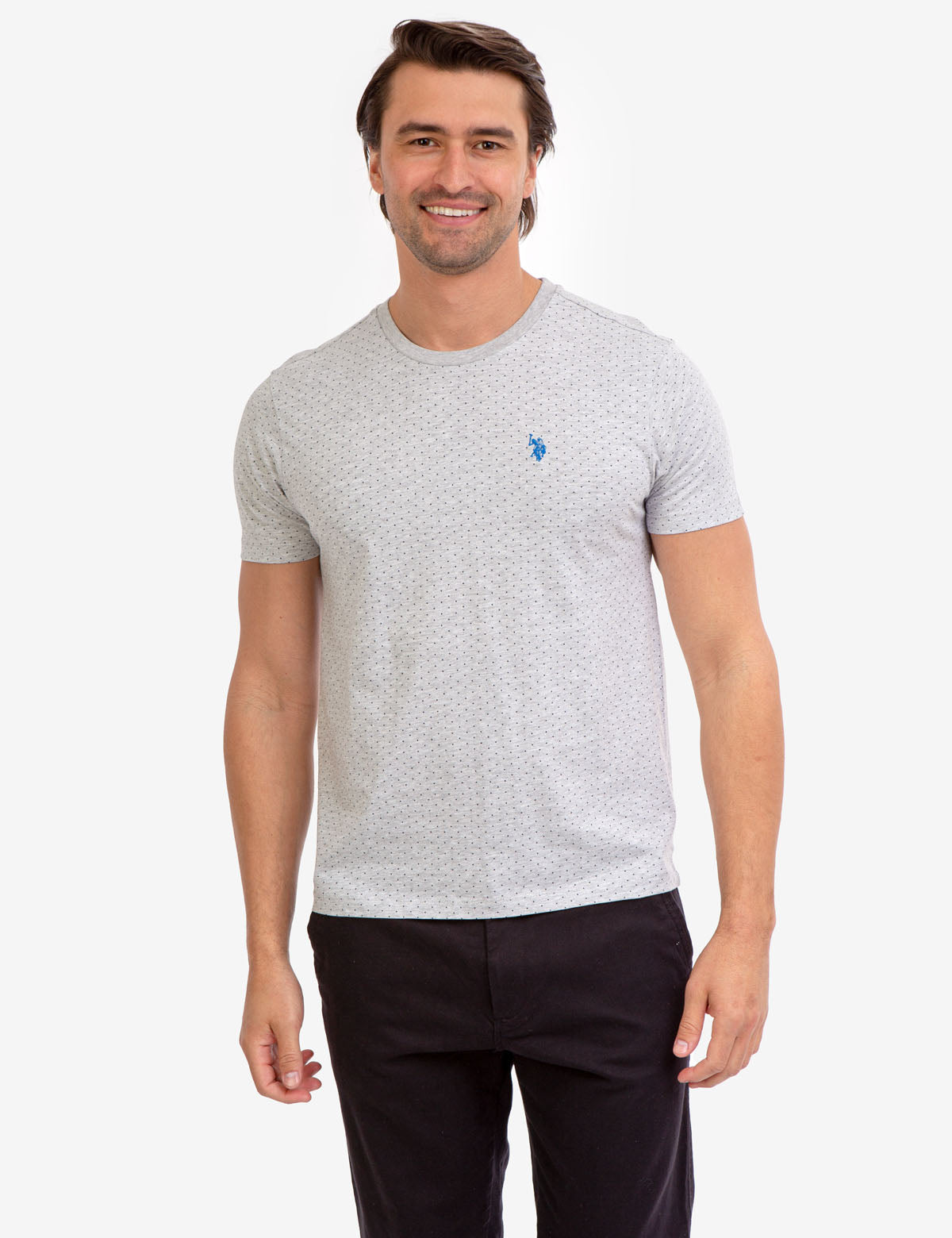 Polka Dot Print T-Shirt with Crew Neck & Short Sleeves