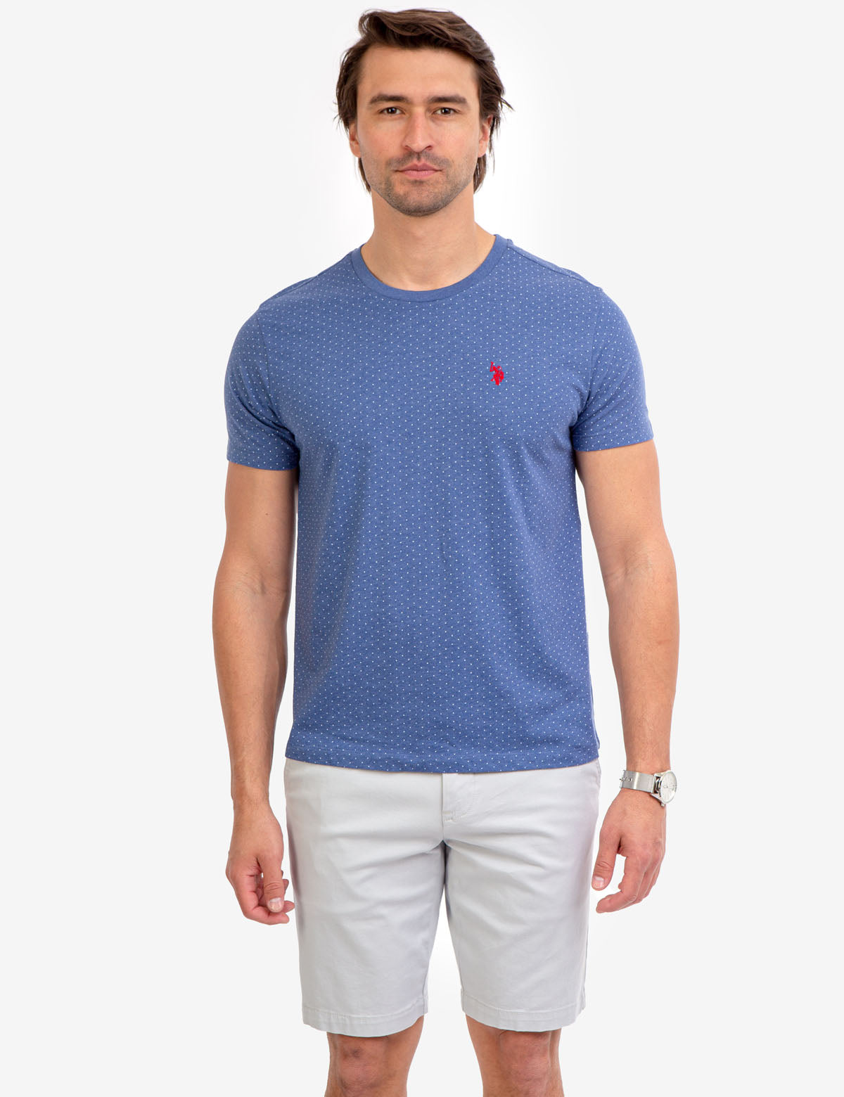 Polka Dot Print T-Shirt with Crew Neck & Short Sleeves