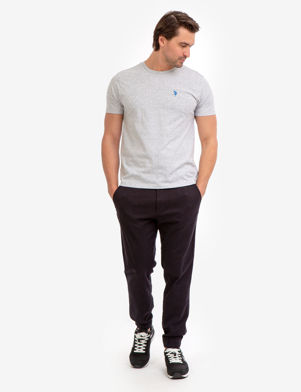 Polka Dot Print T-Shirt with Crew Neck & Short Sleeves