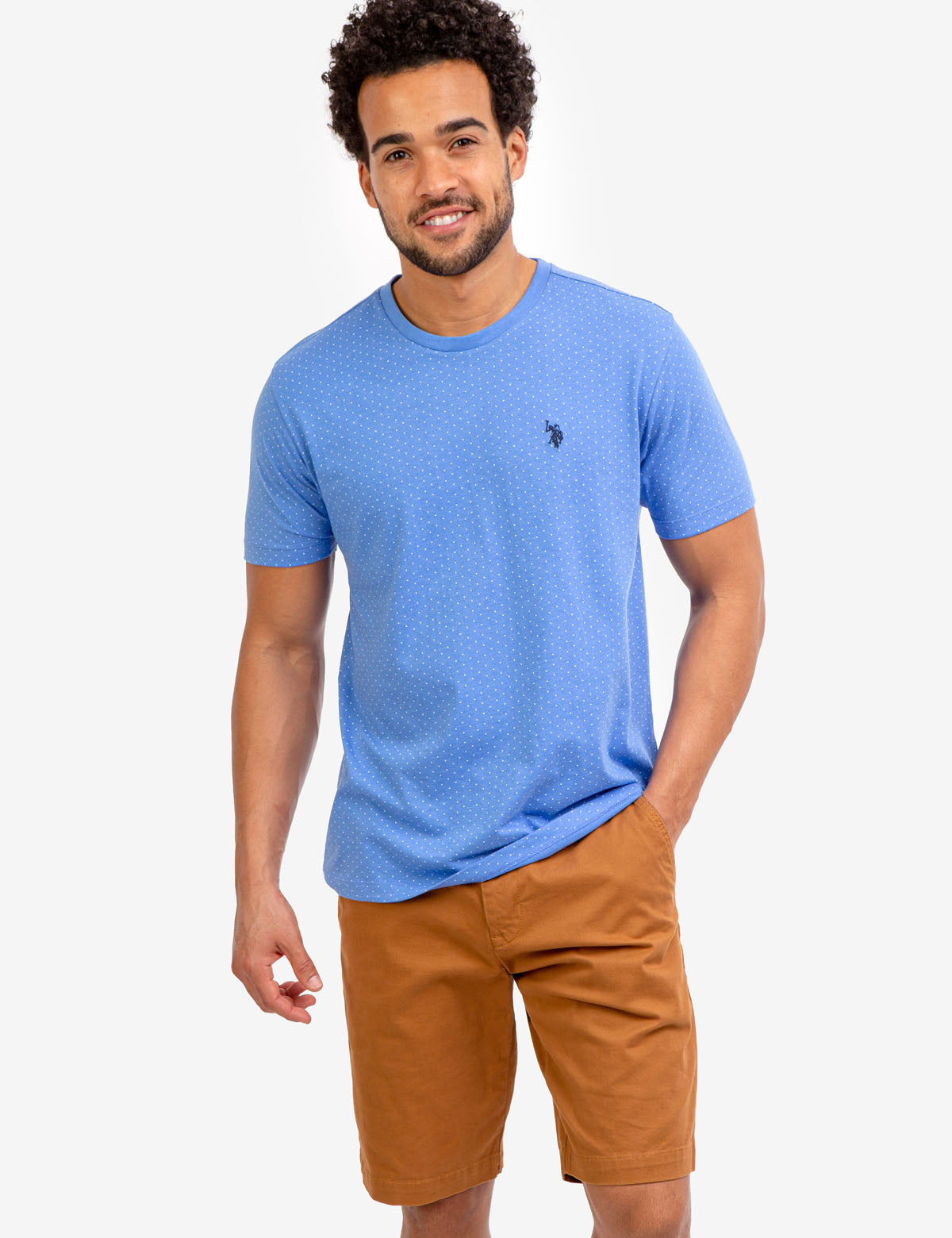 Polka Dot Print T-Shirt with Crew Neck & Short Sleeves