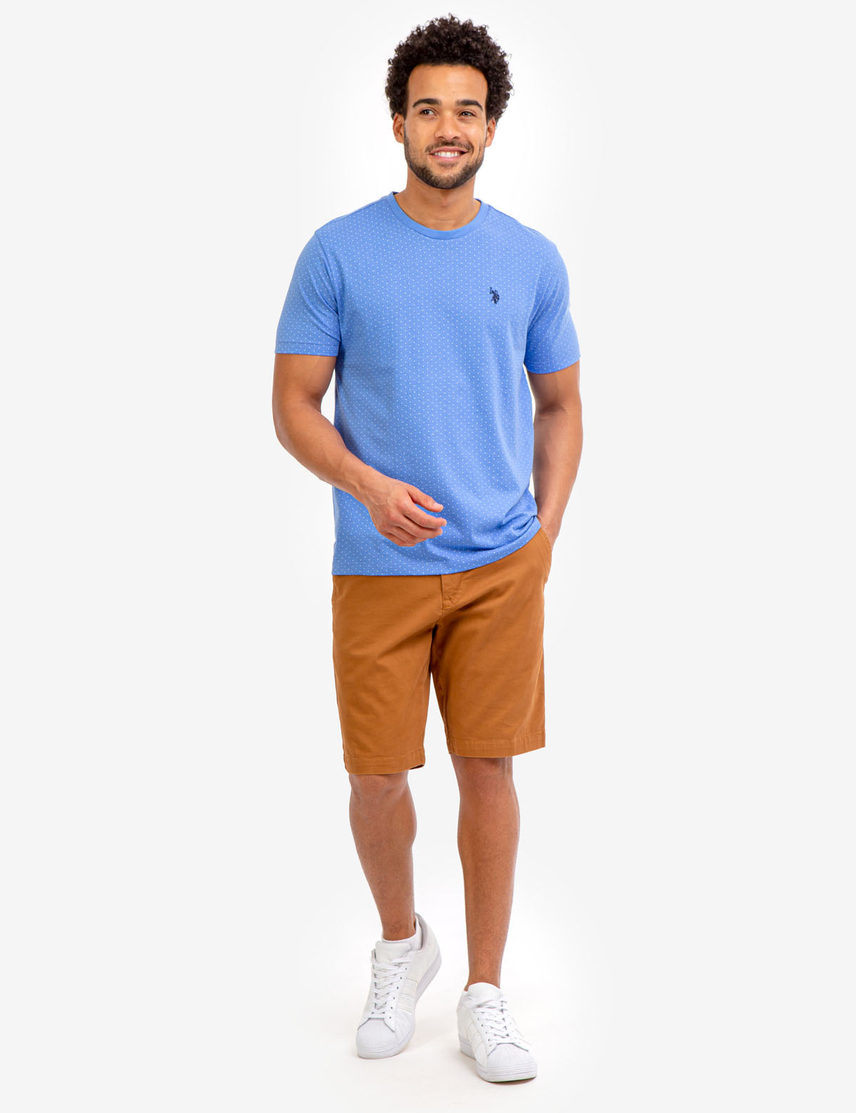 Polka Dot Print T-Shirt with Crew Neck & Short Sleeves