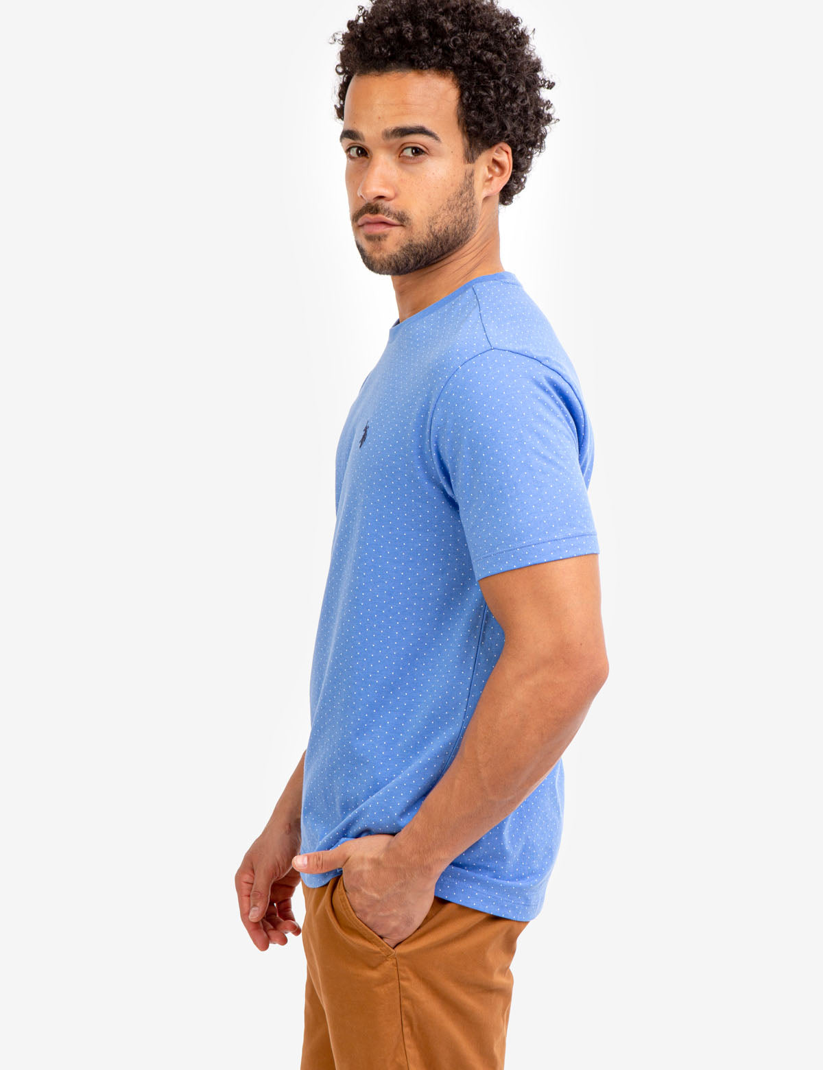 Polka Dot Print T-Shirt with Crew Neck & Short Sleeves