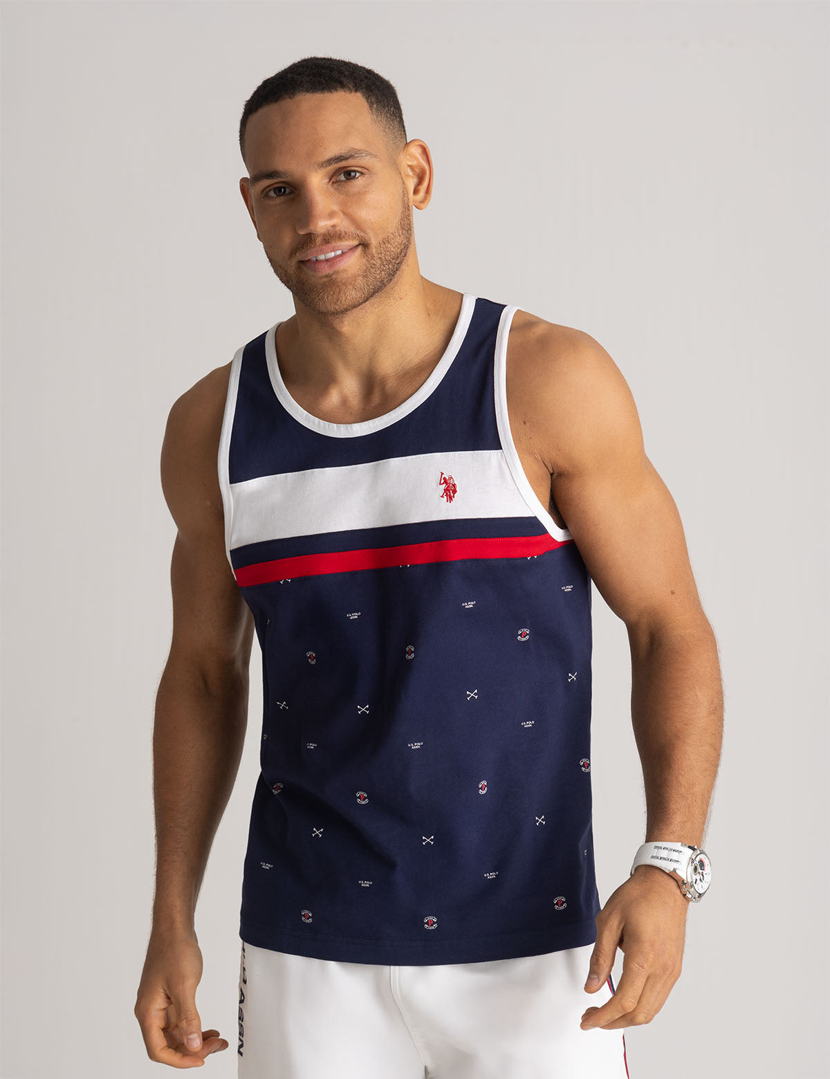 Color Block Jersey Muscle Tank | All Over Print Design