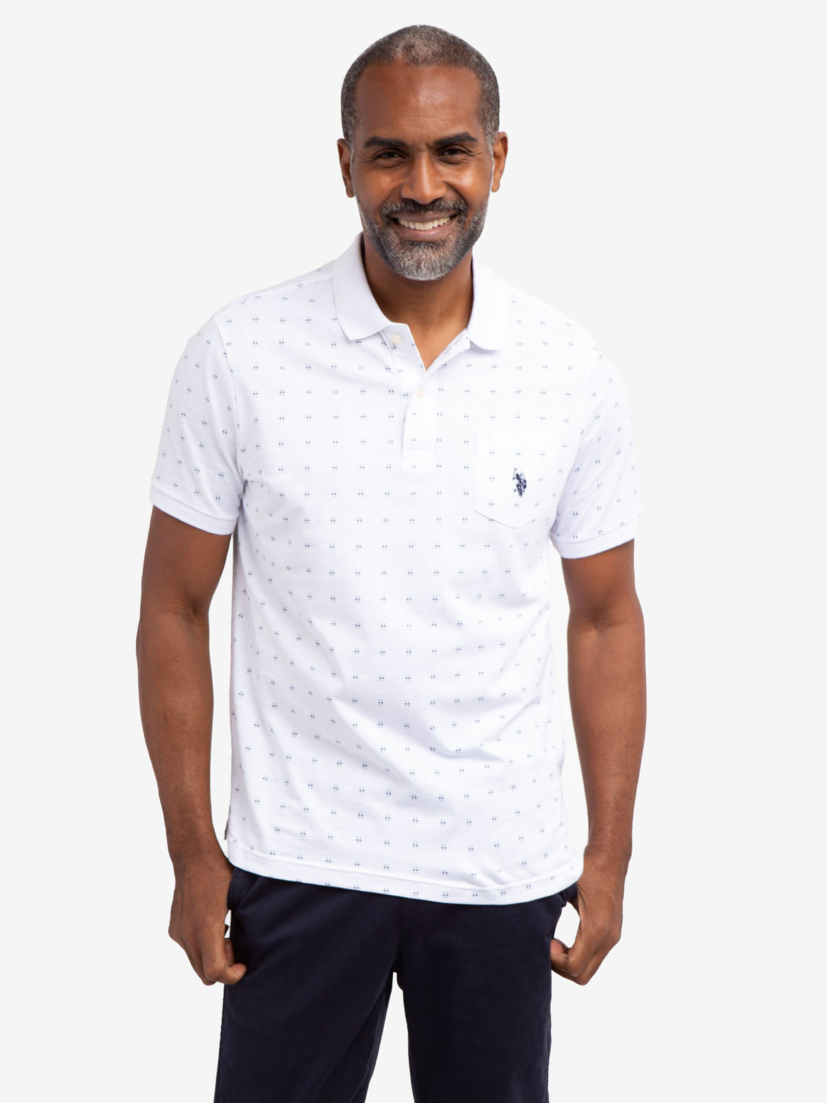 All Over Printed Pique Polo Shirt with Rib Knit Cuffs | Classic Fit
