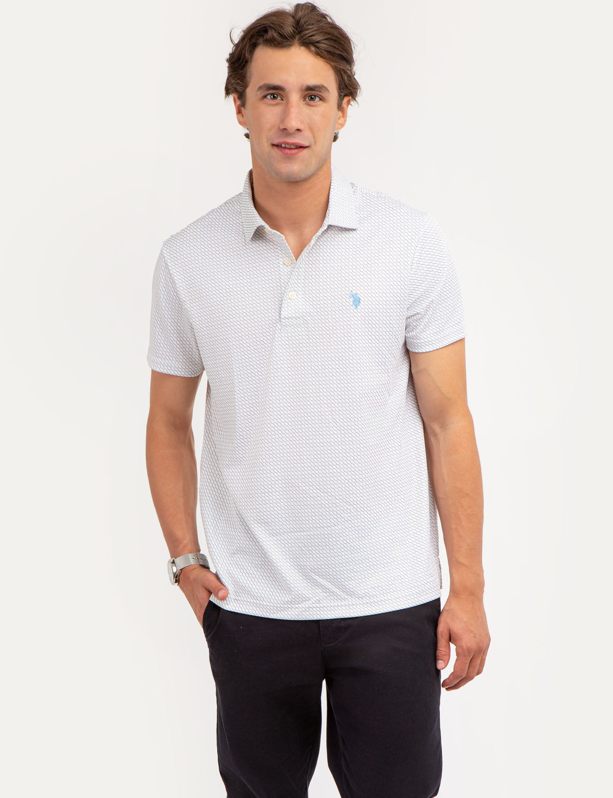 Wave Print Interlock Polo Shirt | Allover