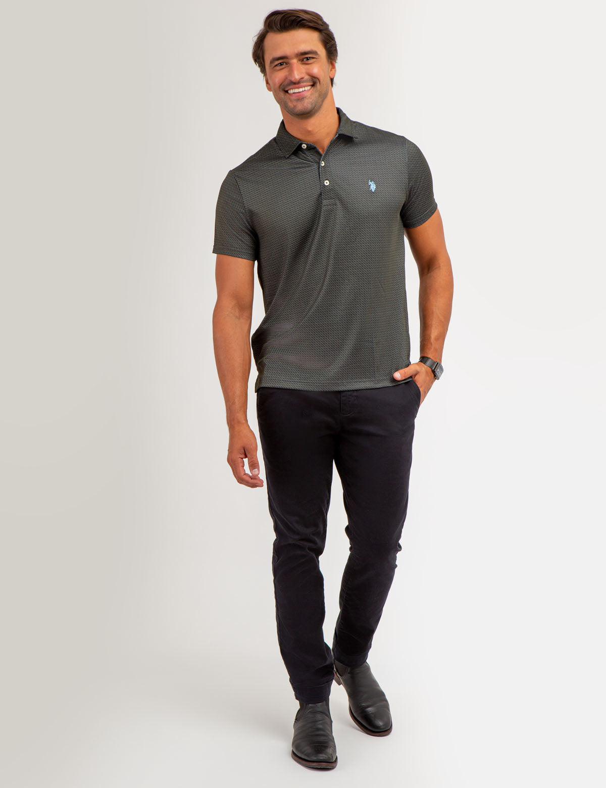 Wave Print Interlock Polo Shirt | Allover