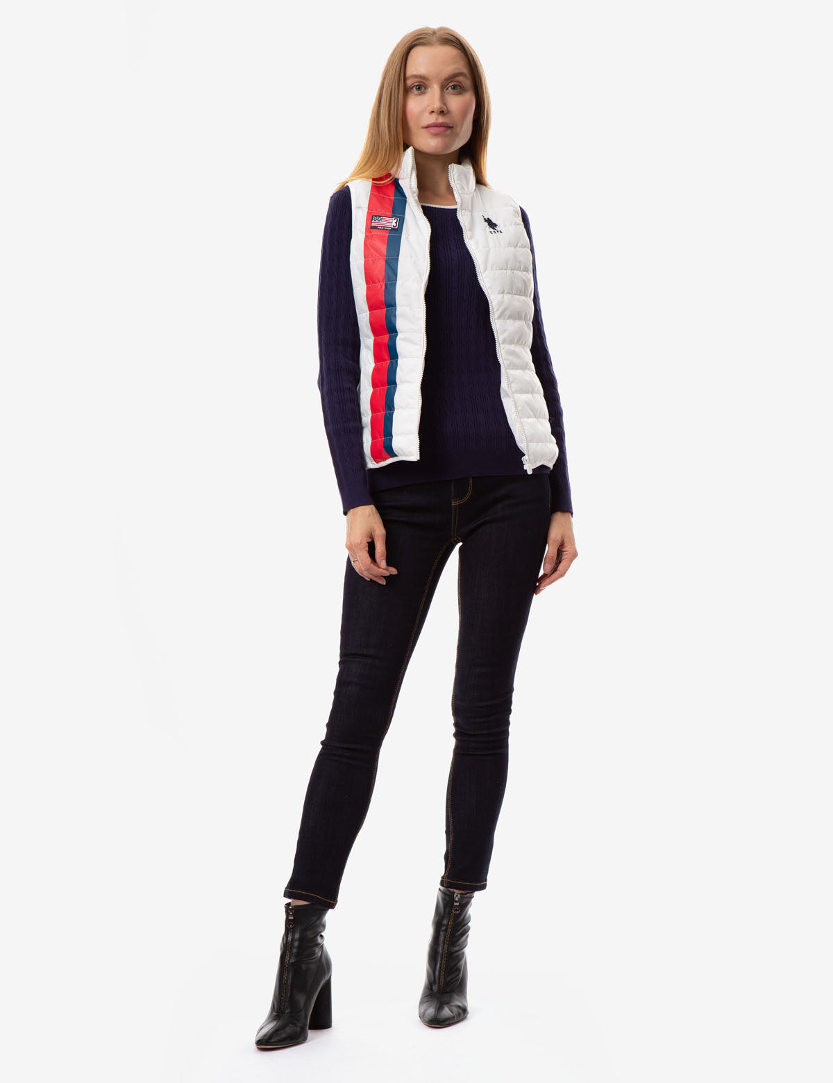 Americana Sleeveless Vest with Zipper & Flag Patch | Casual Wear