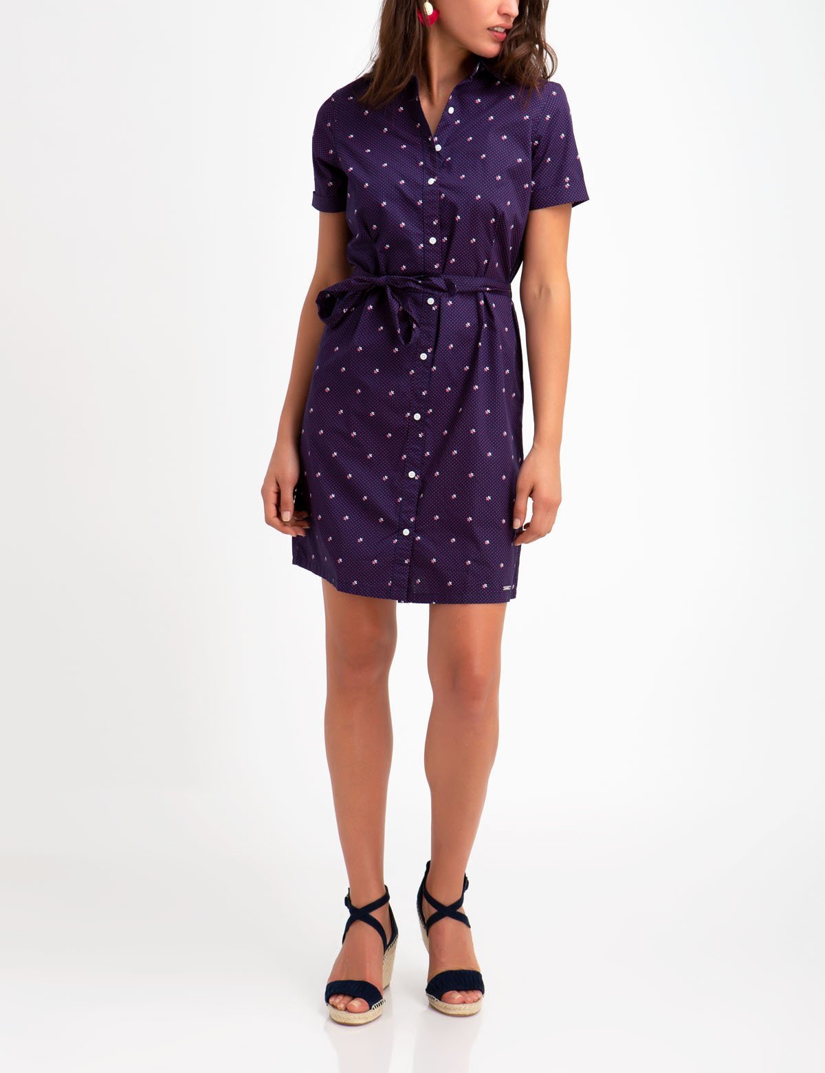 Belted Pleated Dress with Tie Waist | 100% Cotton