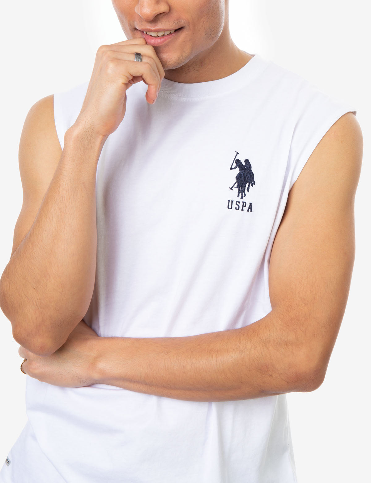 Muscle Tank Top with Large Logo | Sleeveless Crew Neck