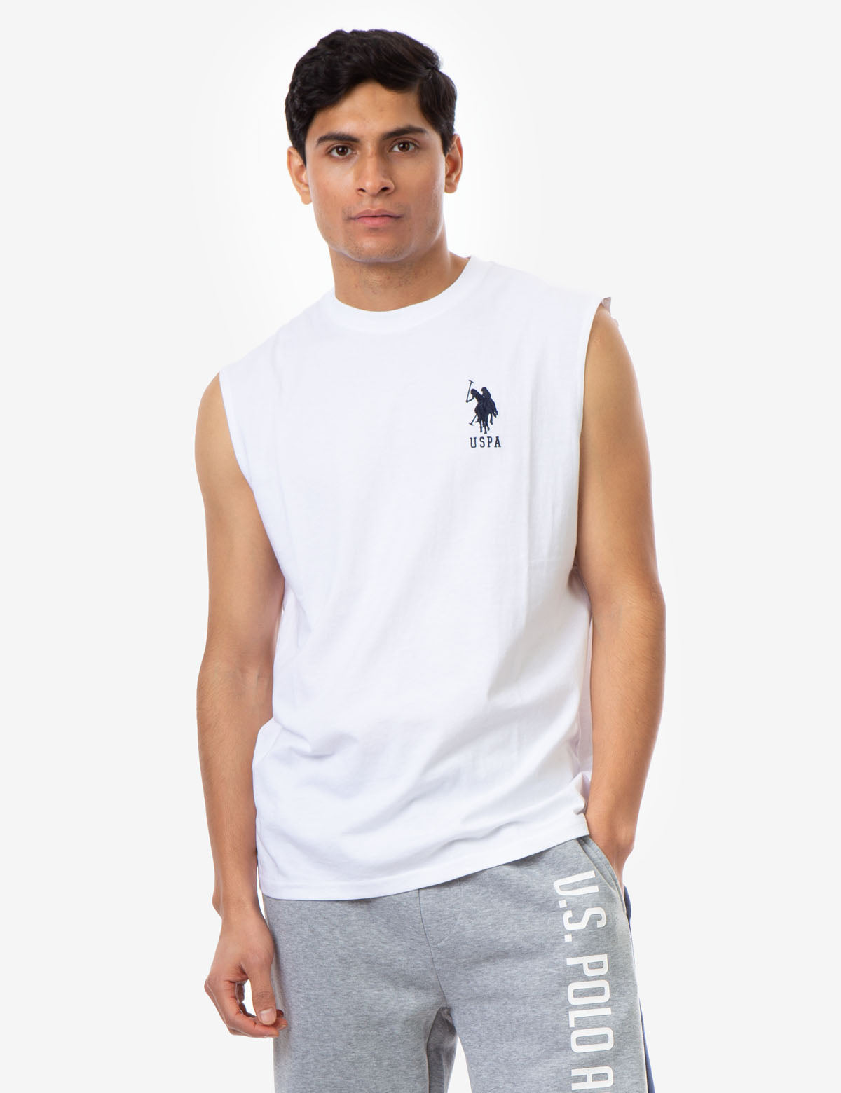 Muscle Tank Top with Large Logo | Sleeveless Crew Neck