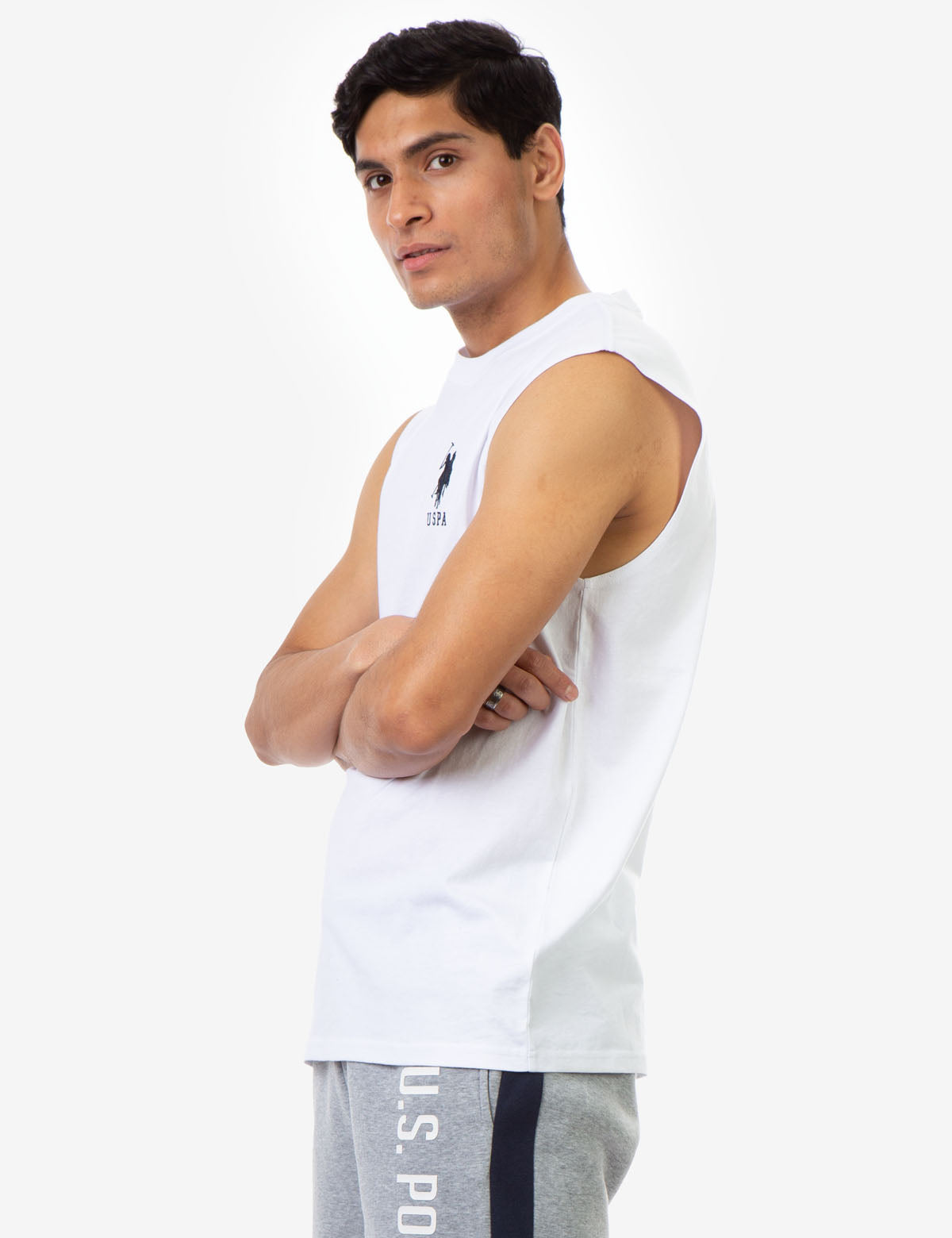 Muscle Tank Top with Large Logo | Sleeveless Crew Neck