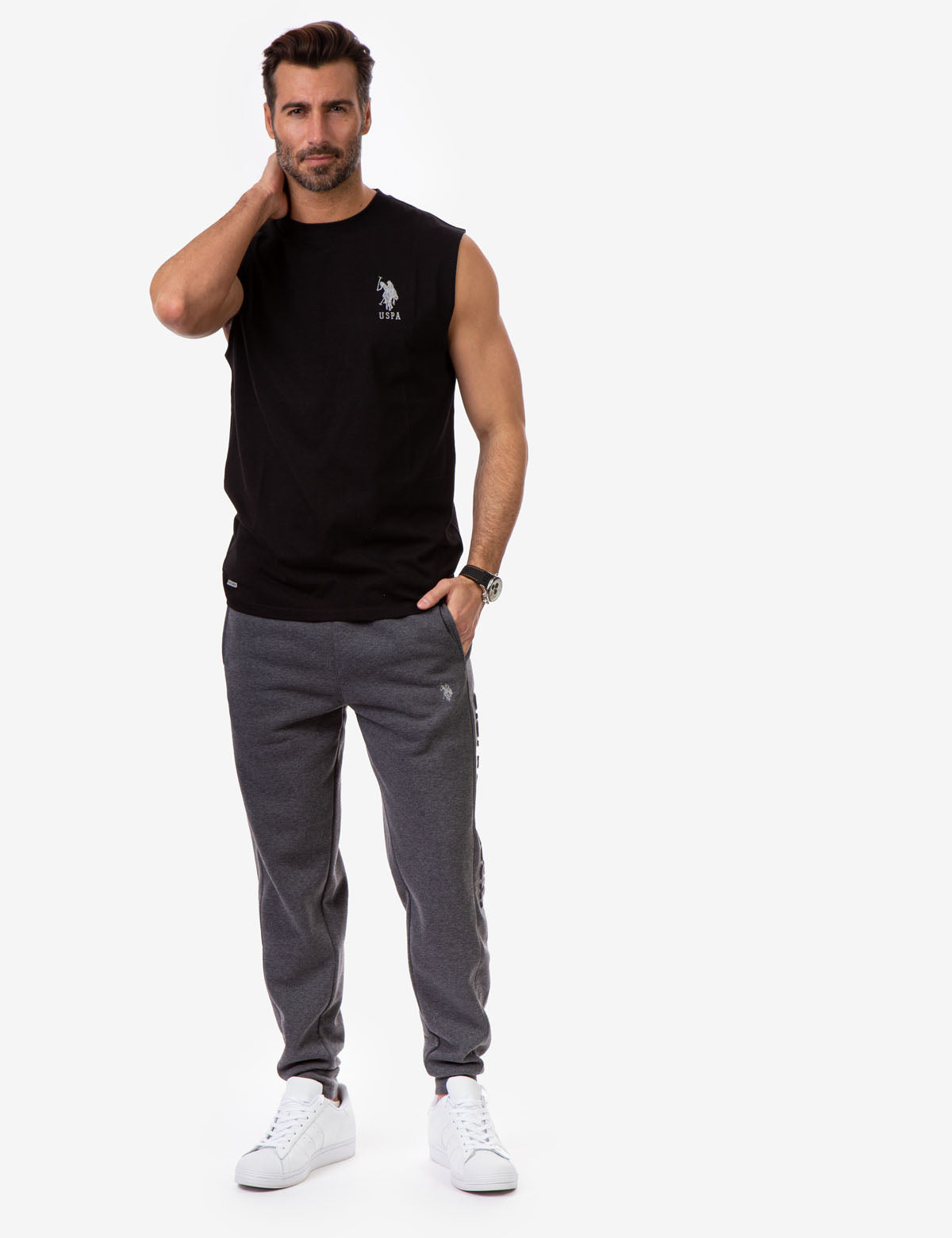Muscle Tank Top with Large Logo | Sleeveless Crew Neck