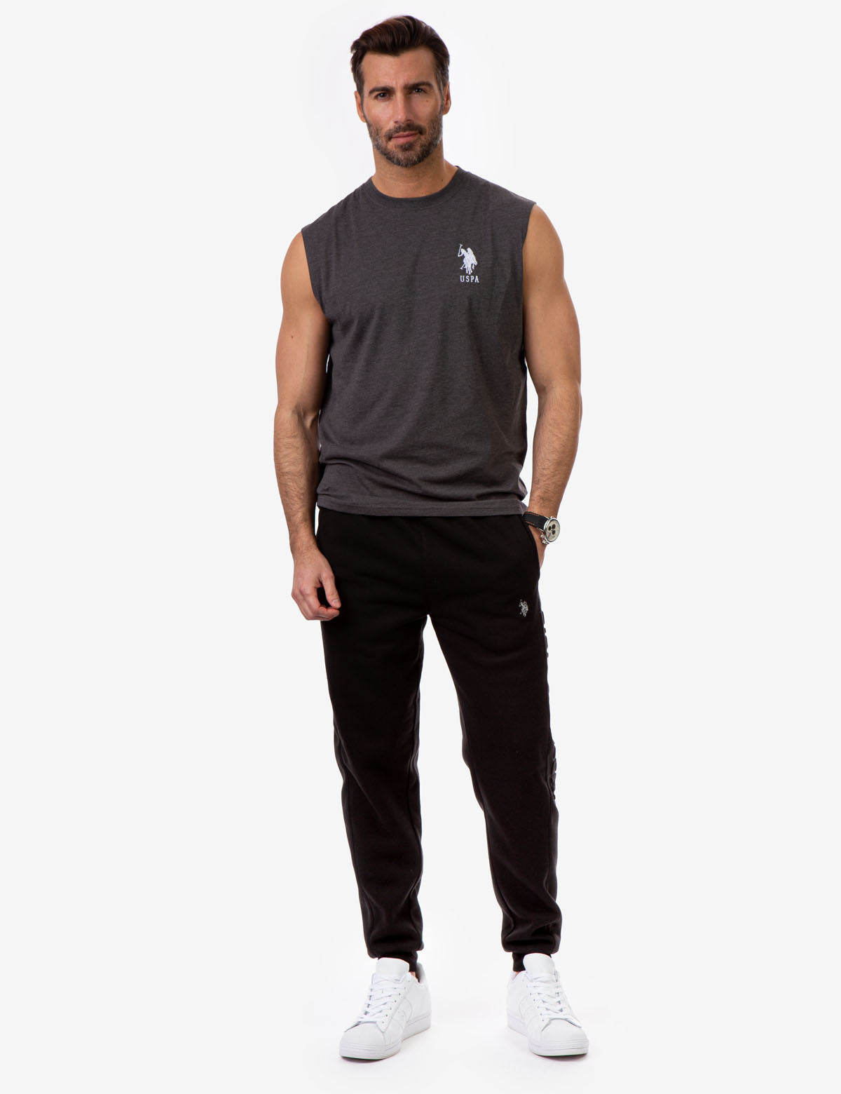 Muscle Tank Top with Large Logo | Sleeveless Crew Neck