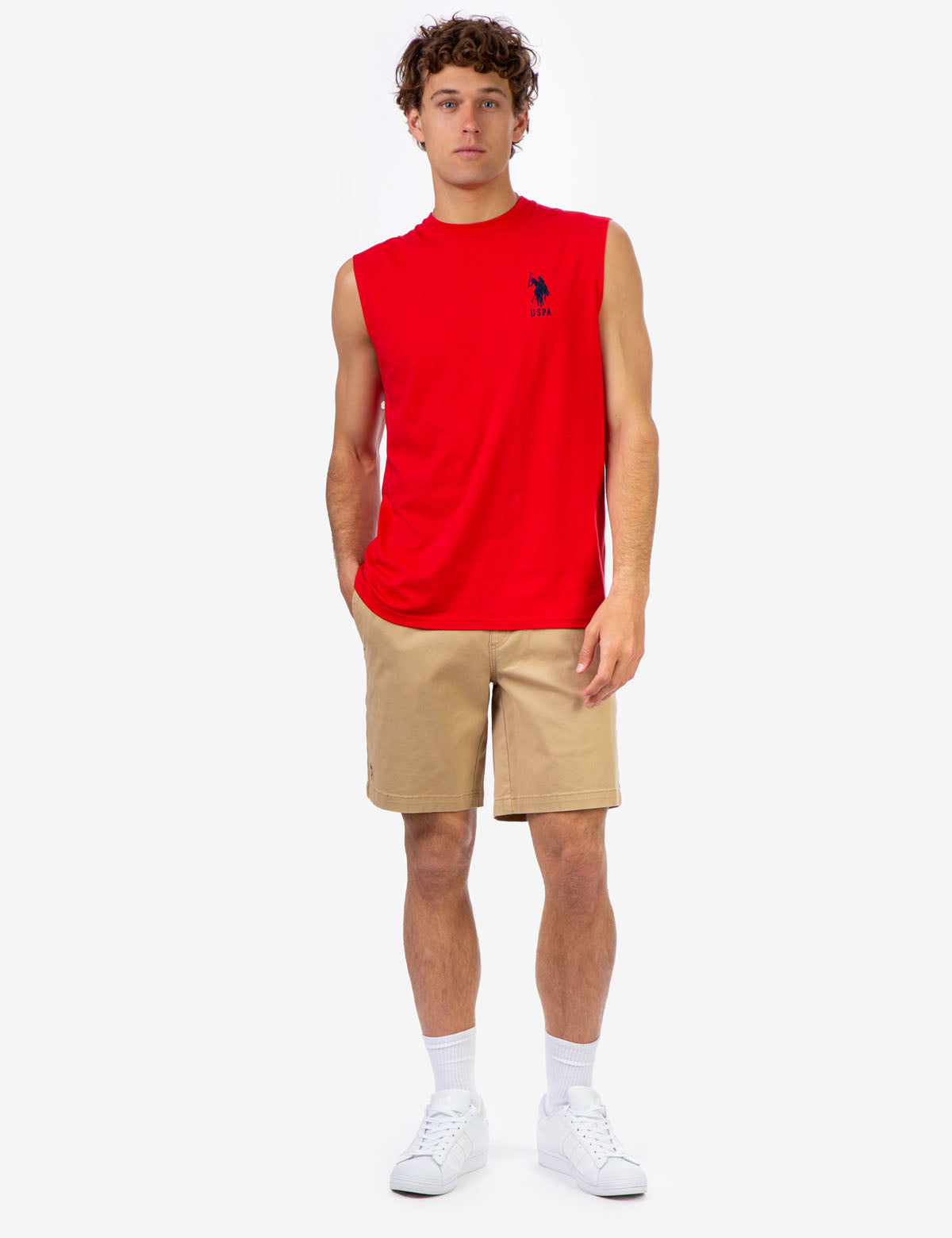Muscle Tank Top with Large Logo | Sleeveless Crew Neck