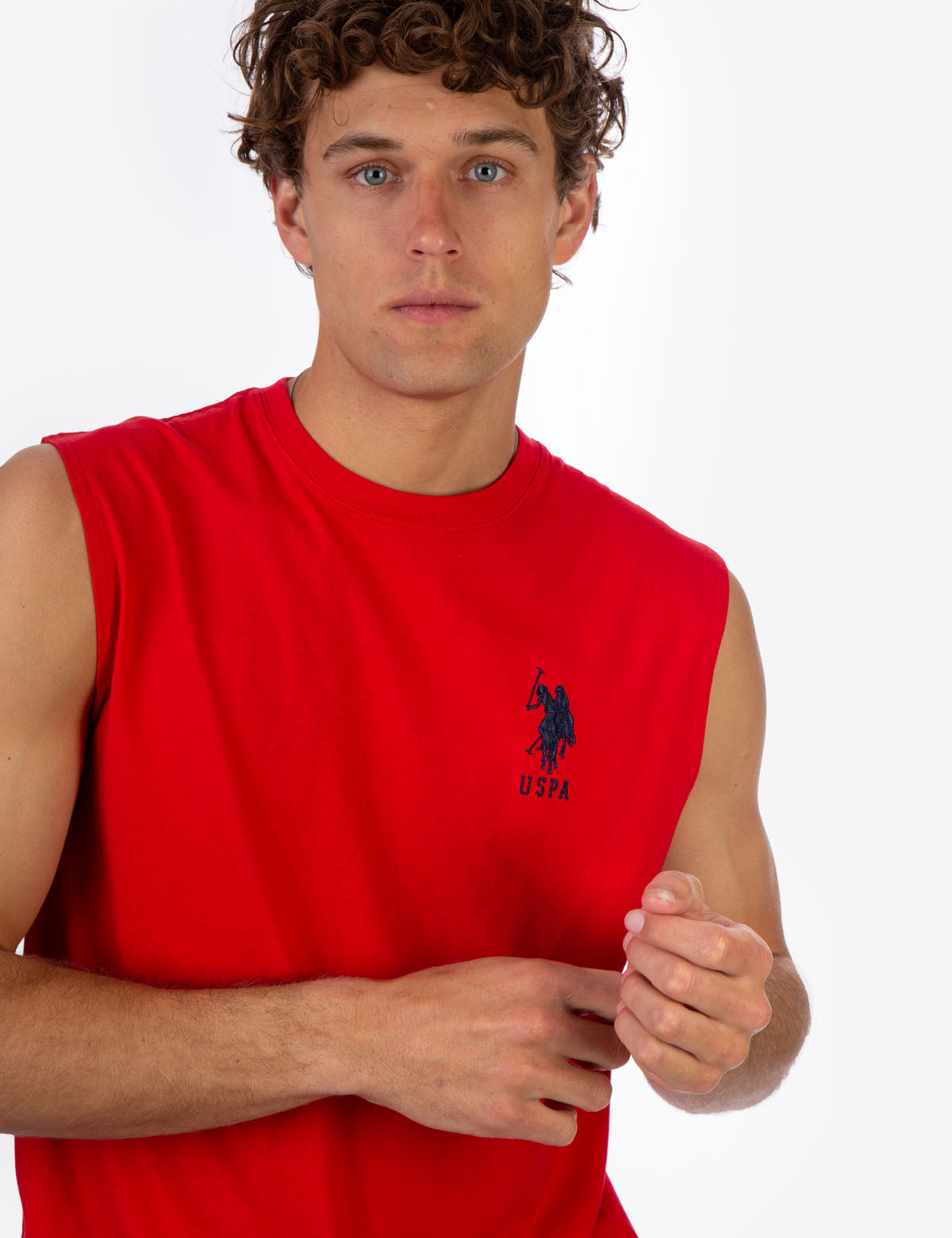 Muscle Tank Top with Large Logo | Sleeveless Crew Neck