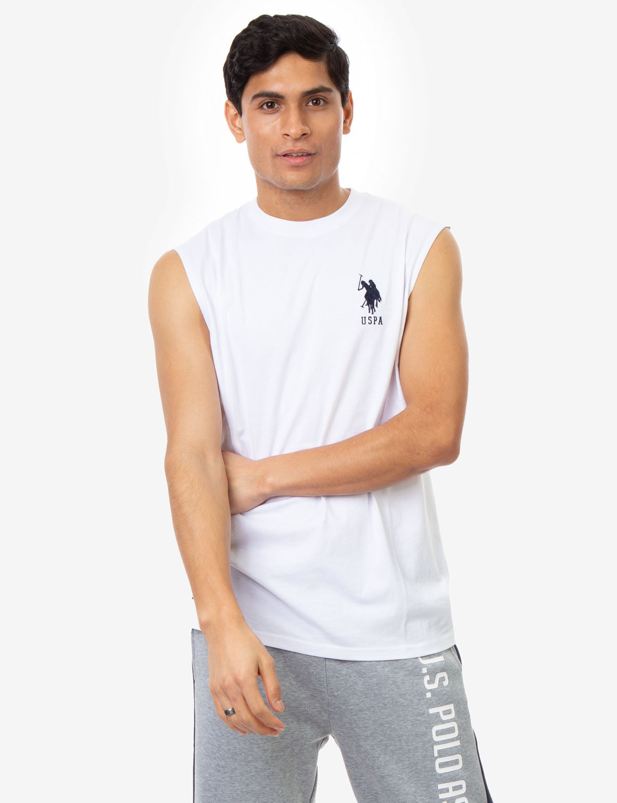 Muscle Tank Top with Large Logo | Sleeveless Crew Neck