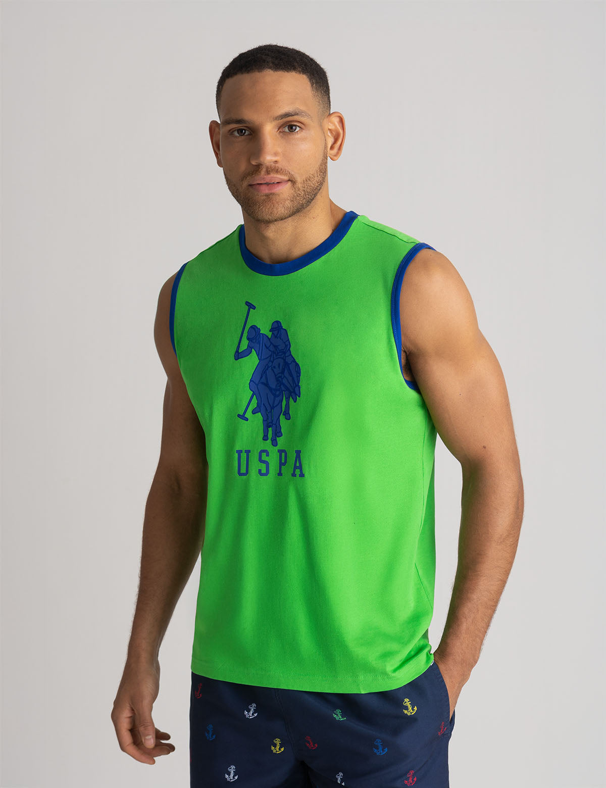Muscle Tank Top with Large Logo | Sleeveless Crew Neck