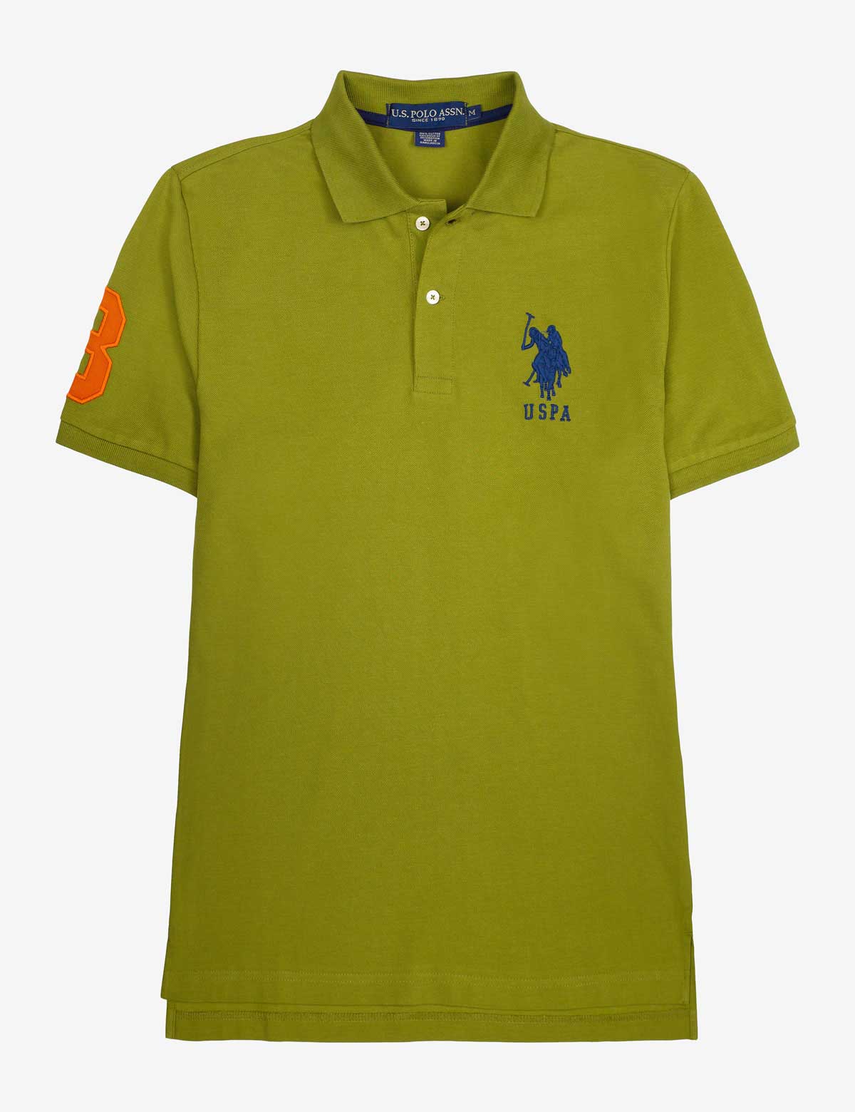 Classic Cotton Polo Shirt with Large Logo & Ribbed Cuffs | Big Logo