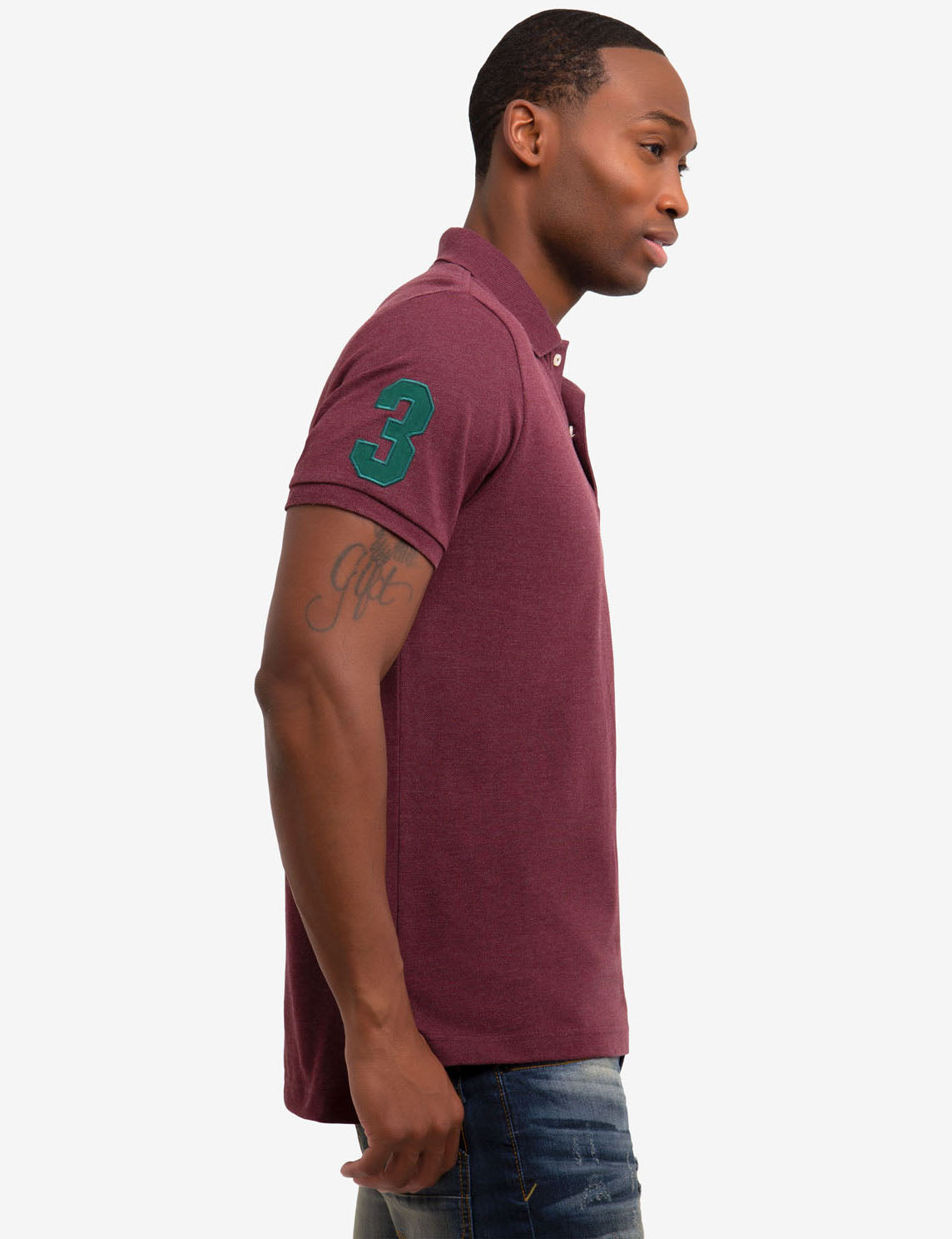 Classic Cotton Polo Shirt with Large Logo & Ribbed Cuffs | Big Logo