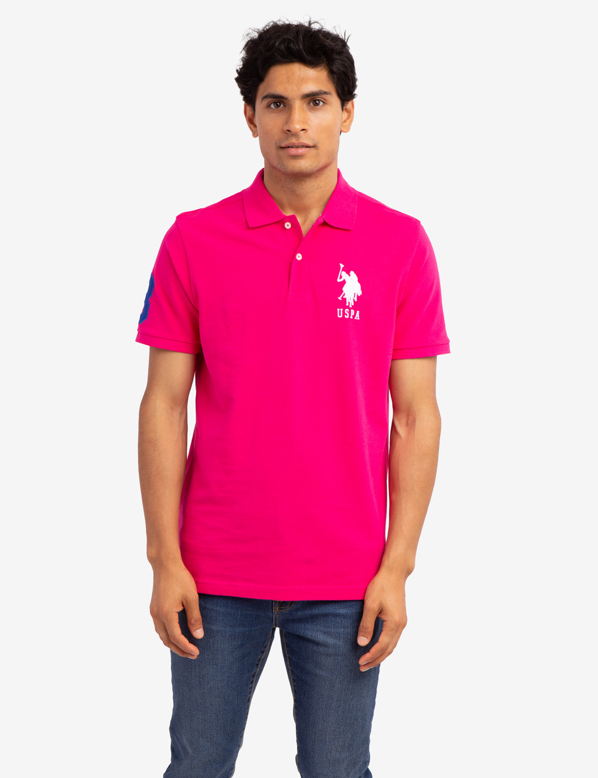 Classic Cotton Polo Shirt with Large Logo & Ribbed Cuffs | Big Logo